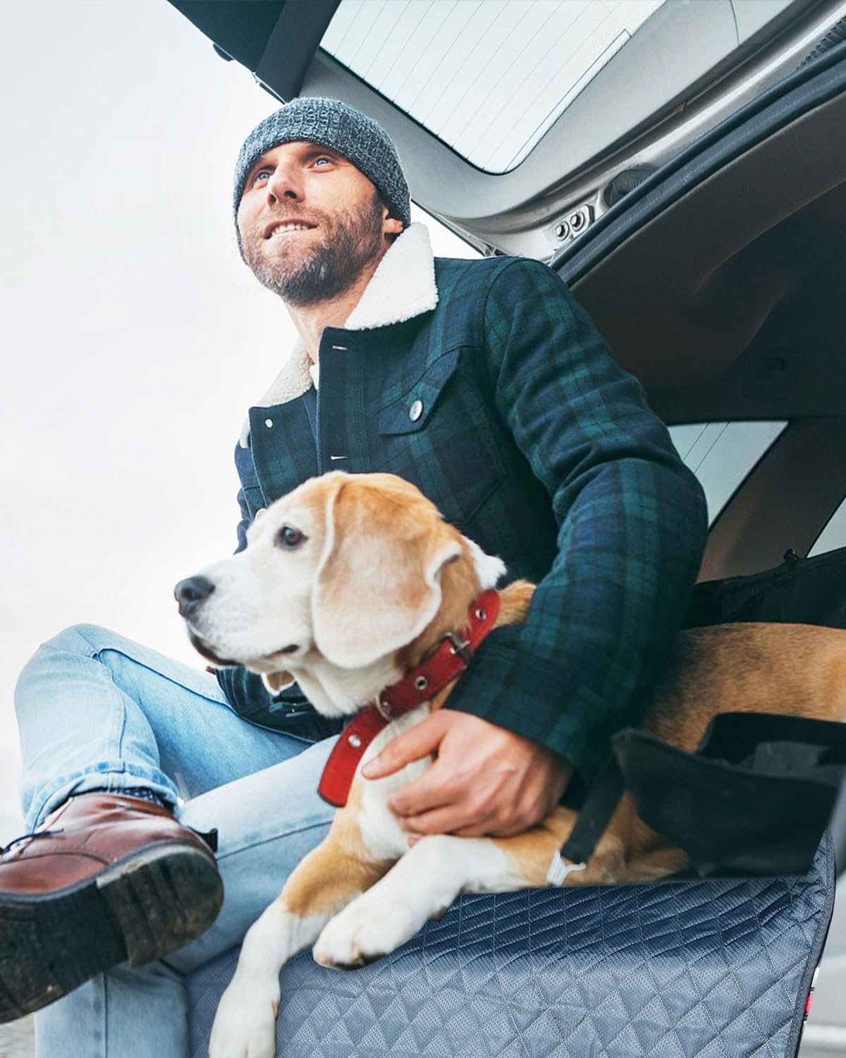 PETICON SUV Cargo Liner for Dogs, Trunk Cover with Bumper Flap Protector