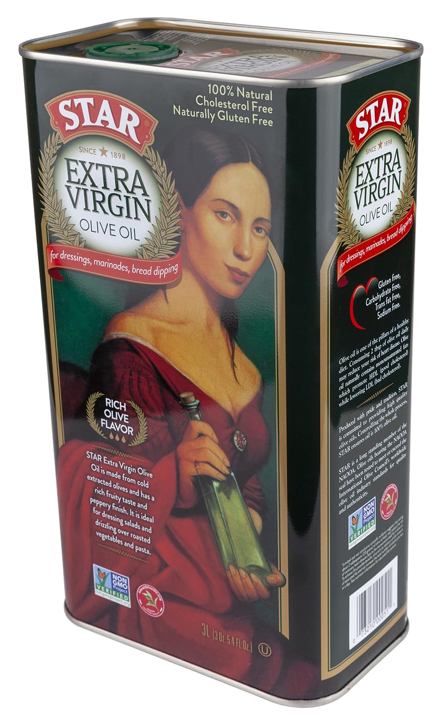 STAR | Extra Virgin Olive Oil | 101 Oz (3 L) Tin | Rich Olive Flavor | Ideal for Family Cooking and Daily Use | Rich Olive Flavor