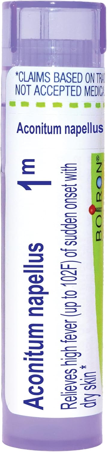 Boiron Aconitum Napellus 1M for High Fever of Sudden on Set with Dry Skin - 80 Pellets | Single-medicine homeopathic pellets for High Fever of