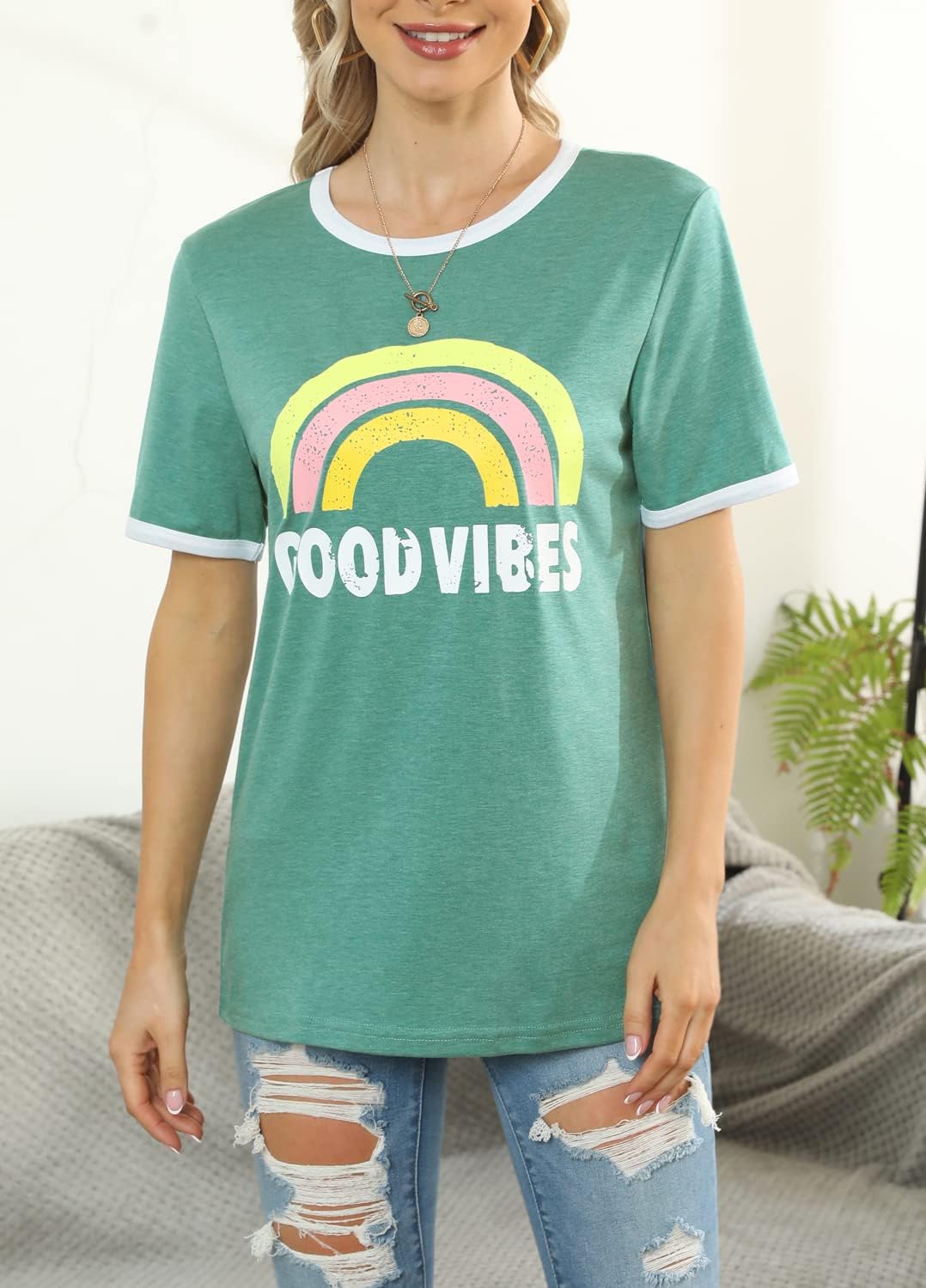 YEXIPO Graphic Tees for Women Short Sleeve Summer Tops Casual Cute T Shirts
