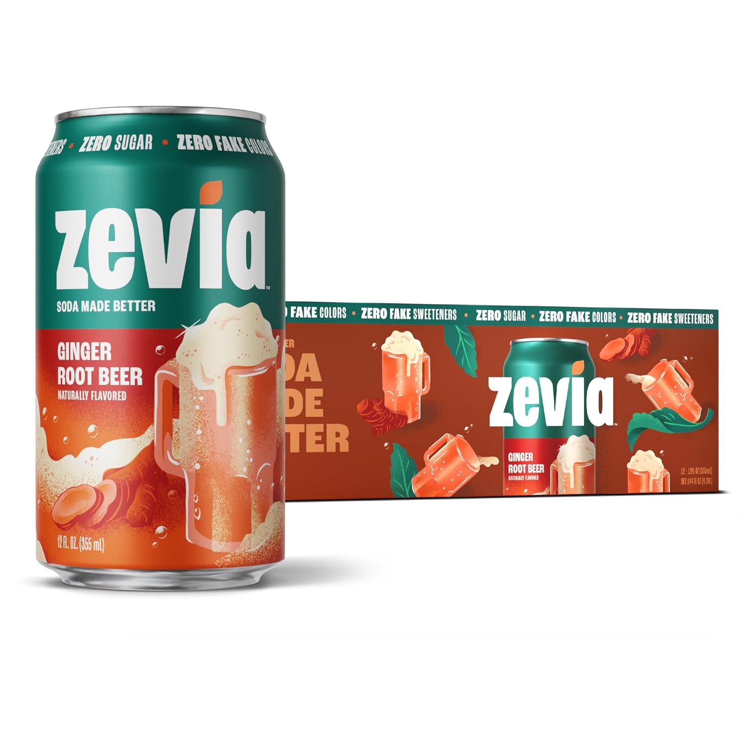 Zevia Zero Calorie Soda, Orange, 12 Ounce Cans (Pack of 6)