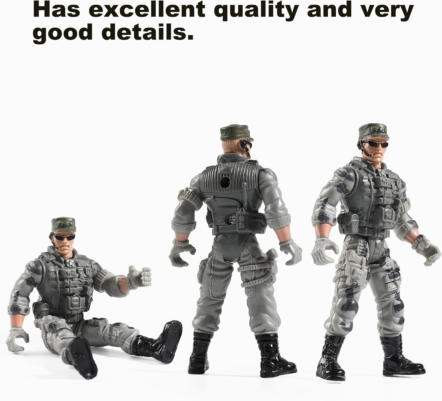 Mr.River US Army Men and SWAT Team Toy Soldiers Action Figures with Military Weapons Accessories for Kids Boys Girls,12Pcs