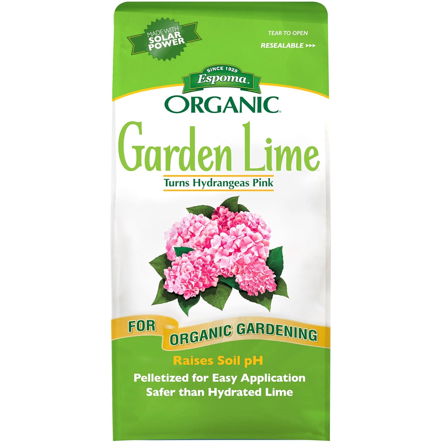 Espoma Organic Garden Lime, Raises Soil pH and Helps Turn Hydrangeas Pink! Contains pelletized dolomitic Lime and can be Used for Organic Gardening