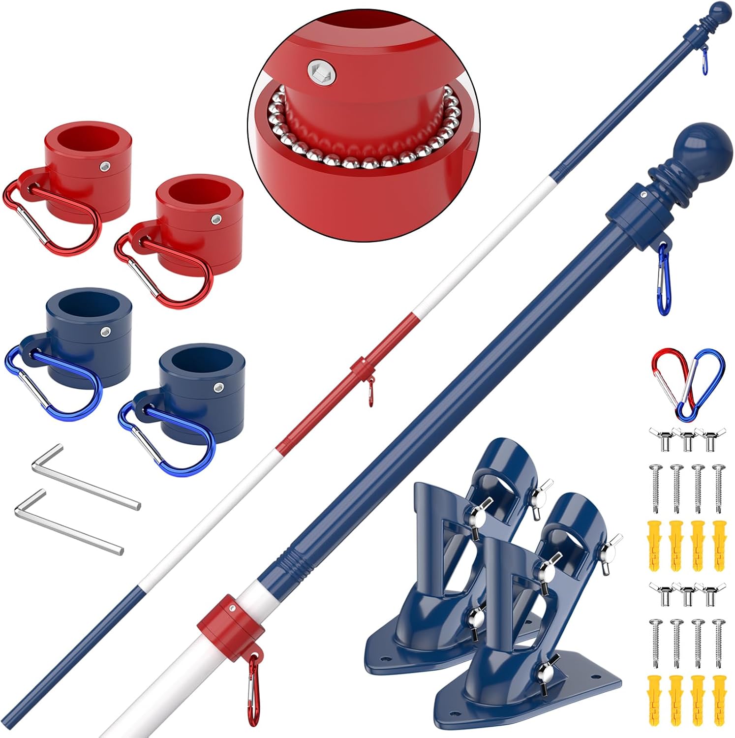 ZMTECH Flag Pole - Upgraded Bracket, 6 FT Stainless Steel Flag Poles for Outside House, Residential or Commerical
