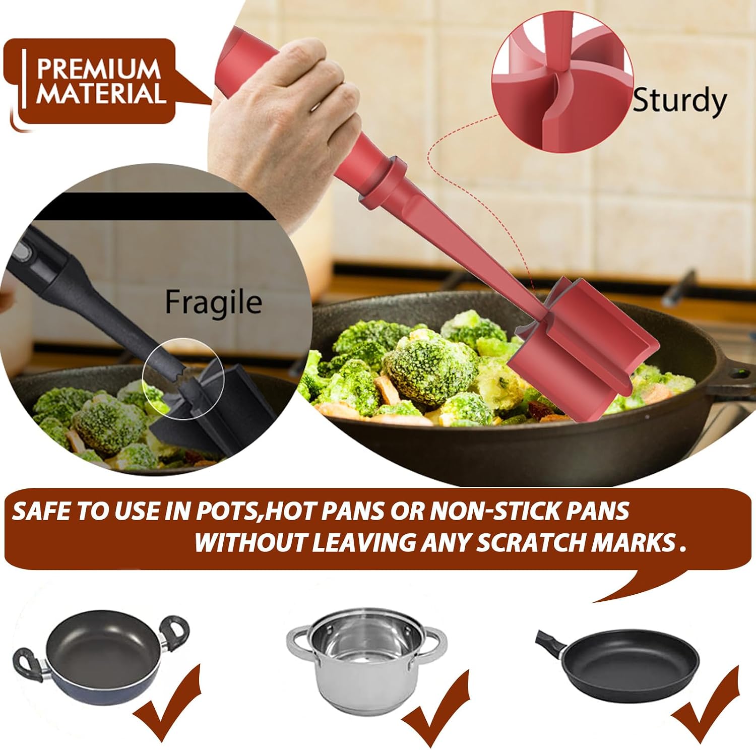 Upgrade Meat Chopper Hamburger Masher Ground Beef Smasher Utensil Mix Tool