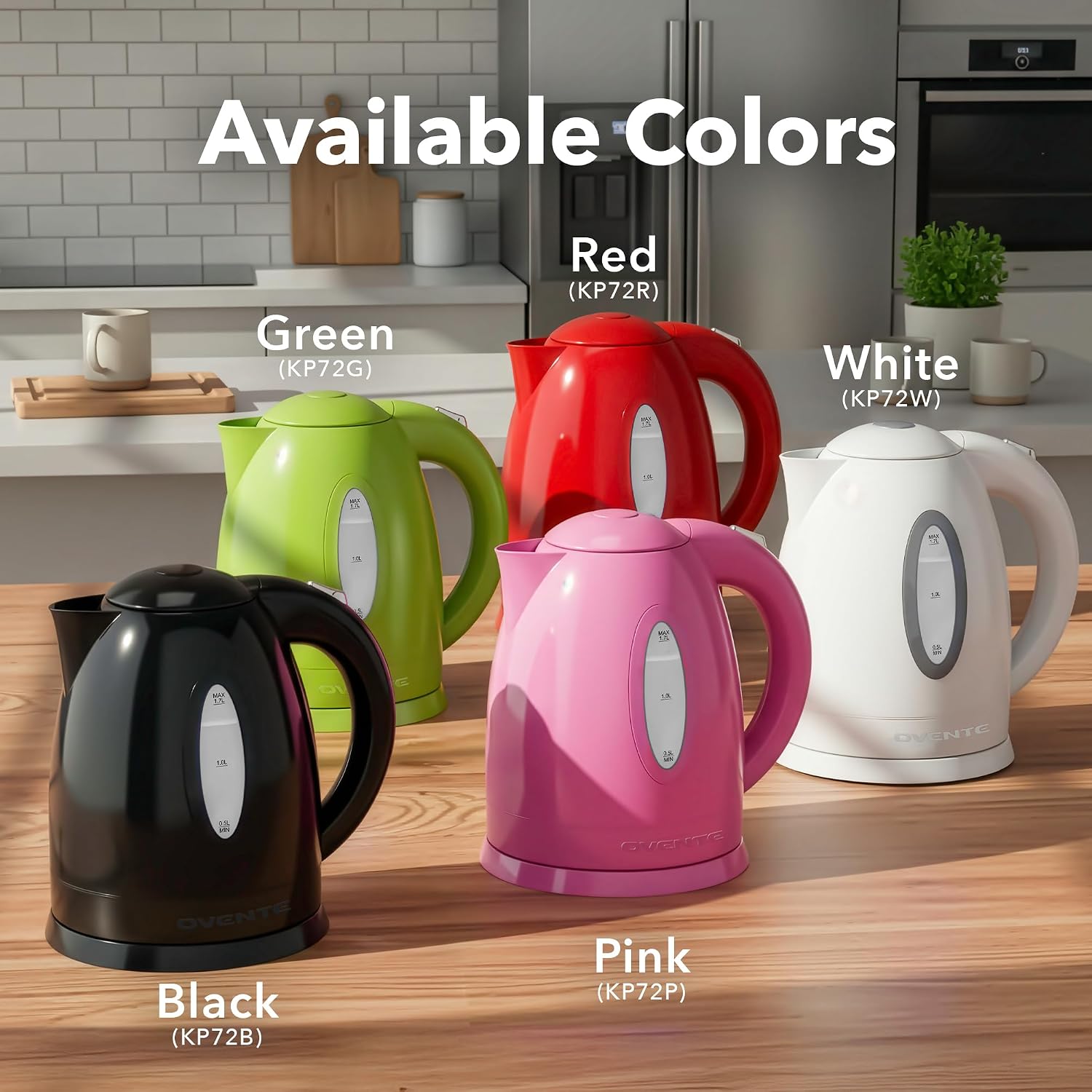 OVENTE 1.7L Electric Kettle with 1100W Fast Boiling Water, Green KP72G