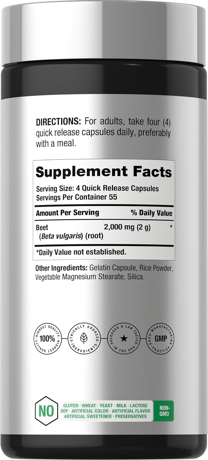 Horbäach Beet Root Powder Capsules | 220 Pills | Herbal Extract