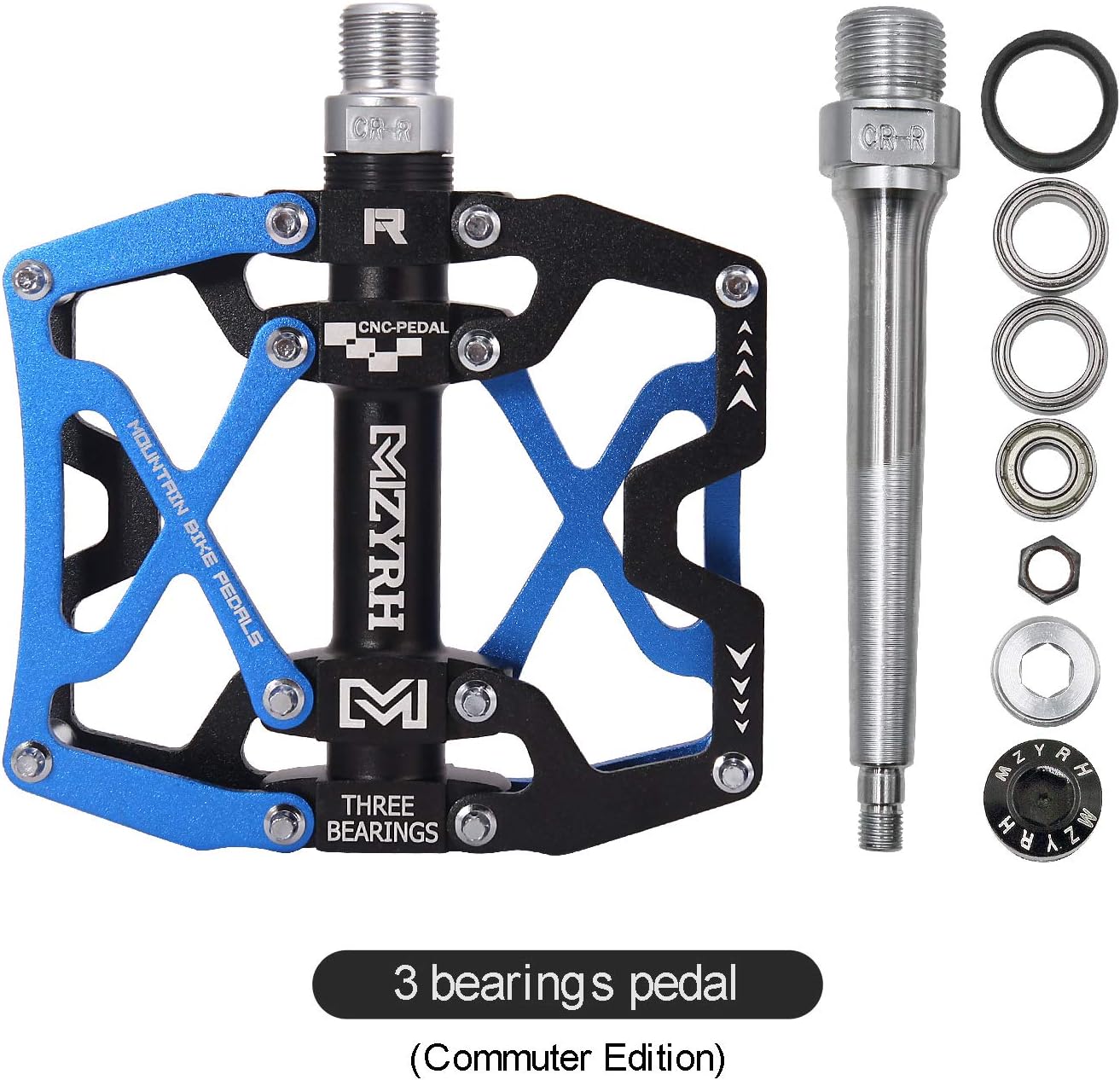 MZYRH Mountain Bike Pedals, Ultra Strong Colorful CNC Machined 9/16" Cycling Sealed 3 Bearing Pedals