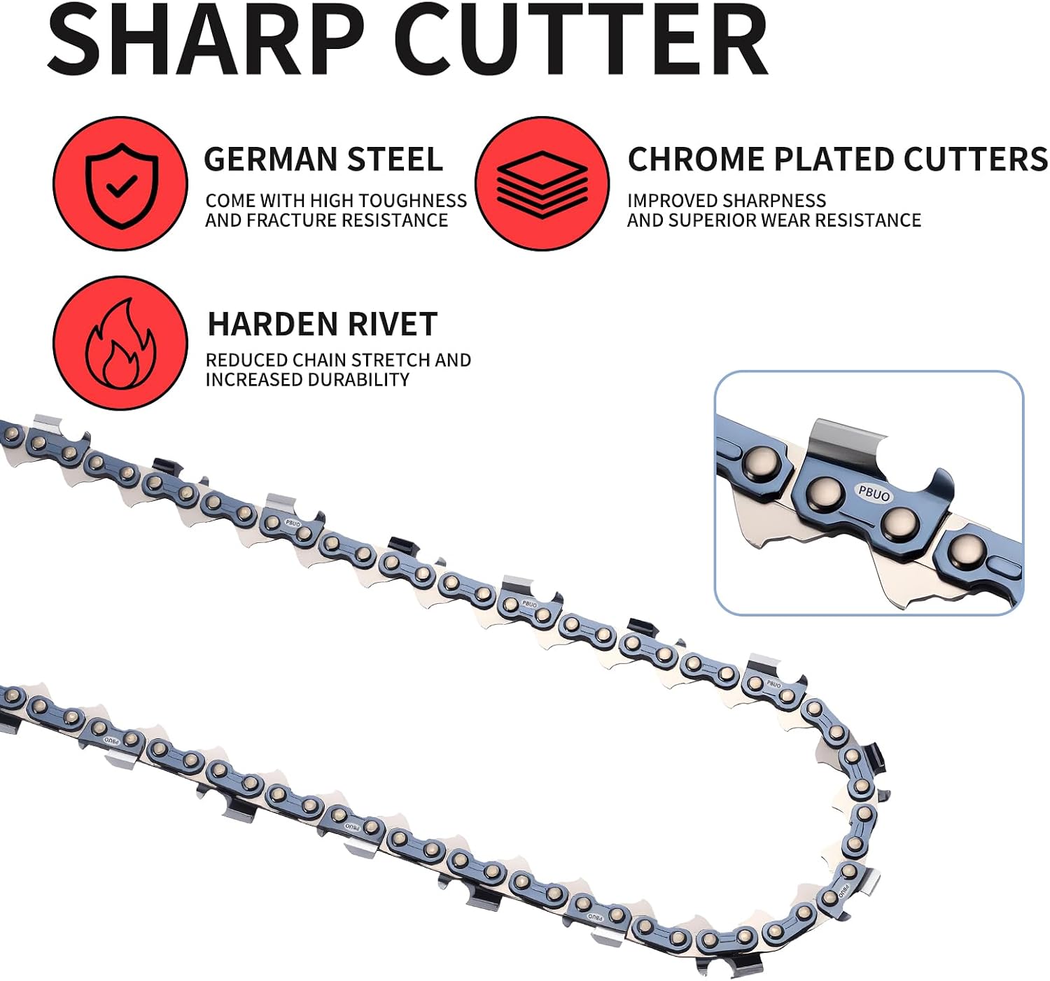 18 Inch Chainsaw Chain Replacement .325" Pitch .063" Gauge 68 Drive Links, Fits Stihl (PRE 2023 .063" Gauge) 025, MS250, MS251, 3005 008 4717-36390050068, Full Chisel, 3 Pack | P-Series