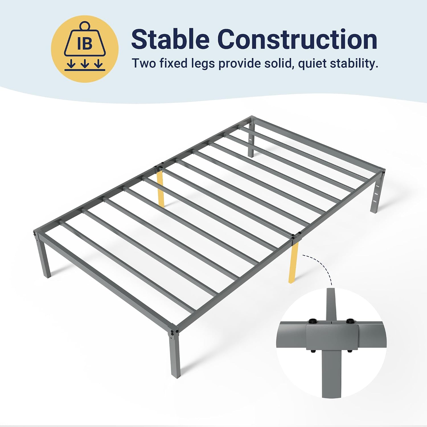 Allewie Full Size Bed Frame, 14 inch Metal Platform Beds with Storage Space, No Box Spring Needed and Easy Assembly, White