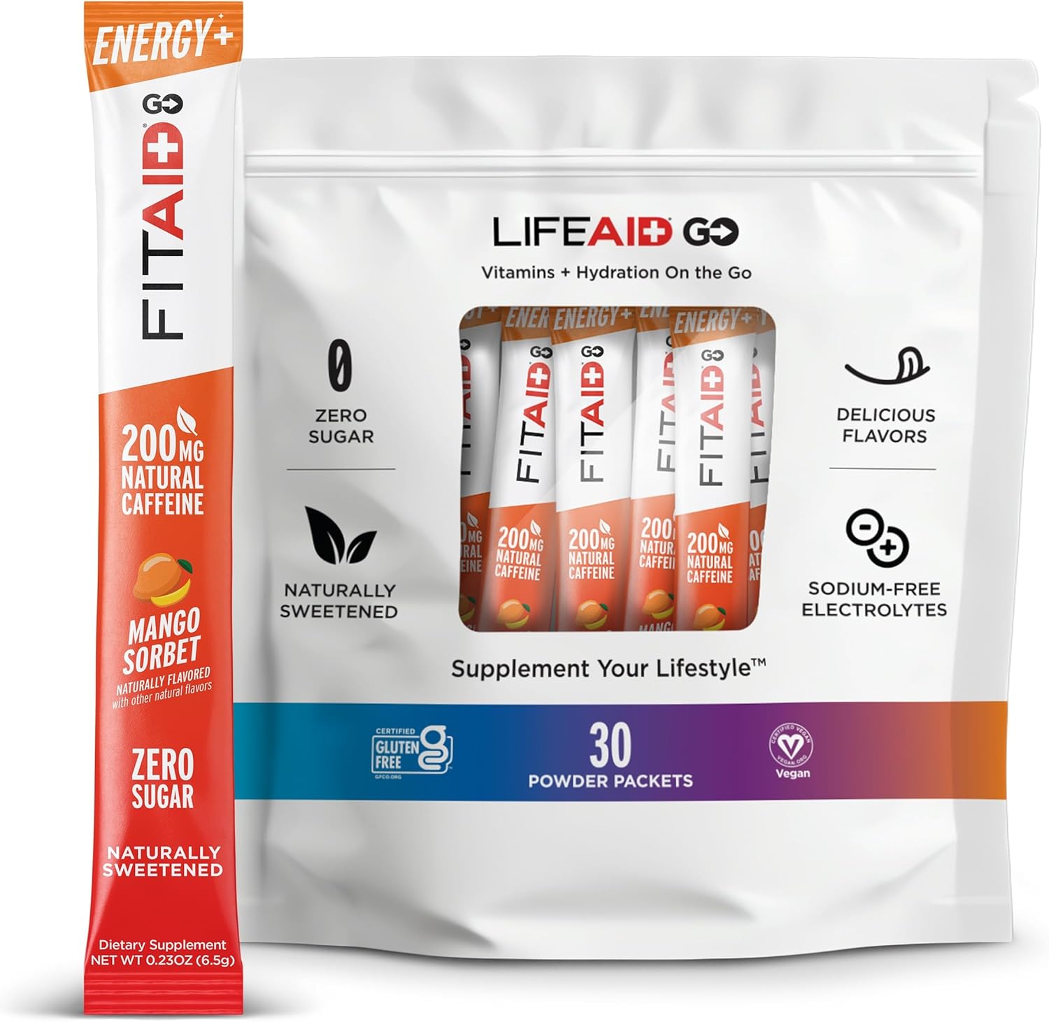 LIFEAID IMMUNITYAID GO Zero Sugar Hydration Packets (14 Packets)