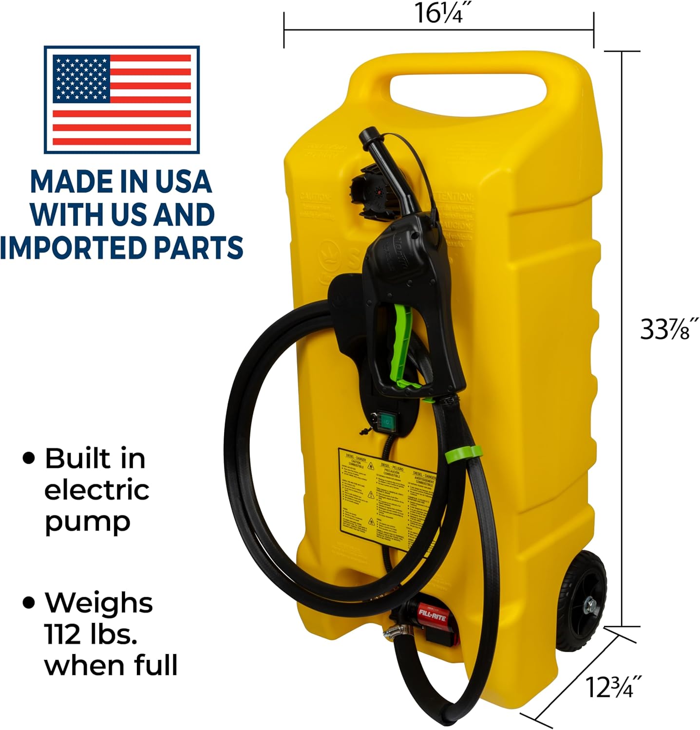 Scepter Duramax Flo ’N Go 14 Gallon Gas Caddy, 53 Liter Fuel Tank, Red | Updated Version, Portable Fuel Transfer Pump with 10-Foot Hose for Lawn Mower, Farm, Marine, Commercial, and Home Use