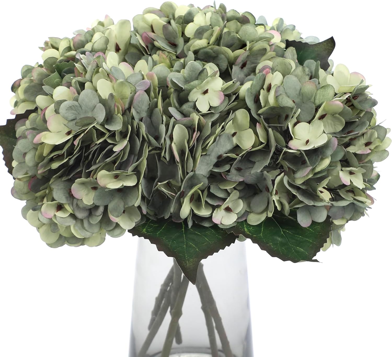 Kimura's Cabin 6pcs Silk Hydrangeas Artificial Flowers,Deep Lake Blue