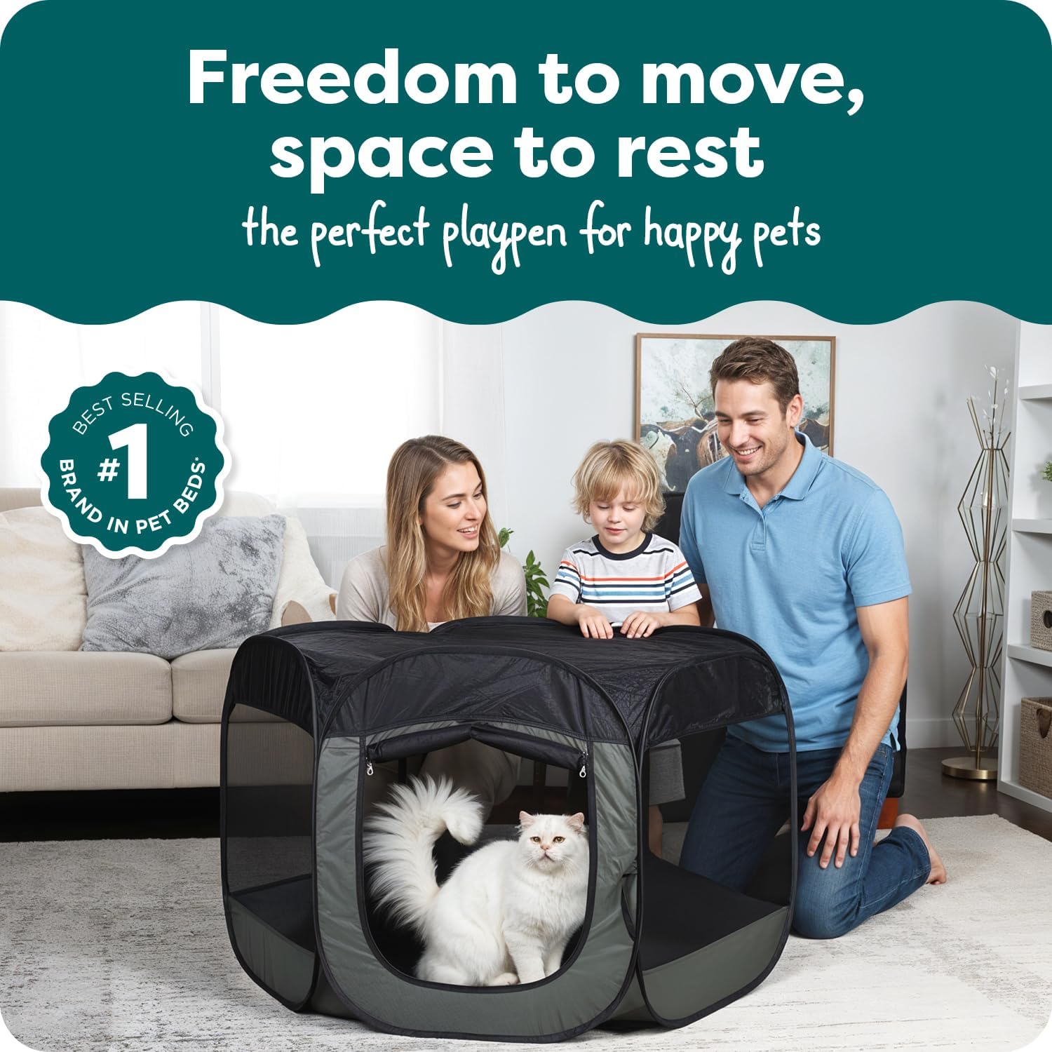 Furhaven Portable Dog Playpen Cat Tent, Pet playground,Kennel foldable indoor outdoor zippered puppy crate - Hunter Green, Medium