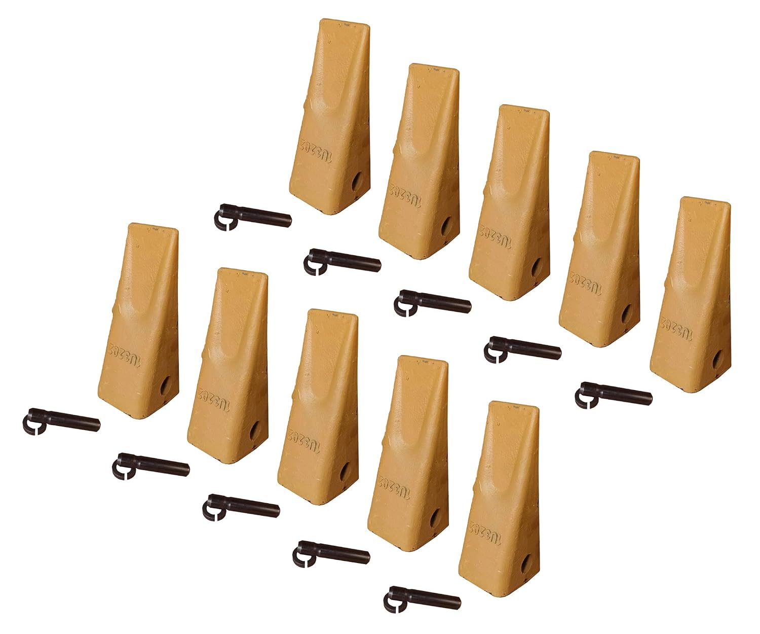 Caterpillar Style Backhoe Bucket Teeth with Pins & Retainers - 1U-3202 (10)