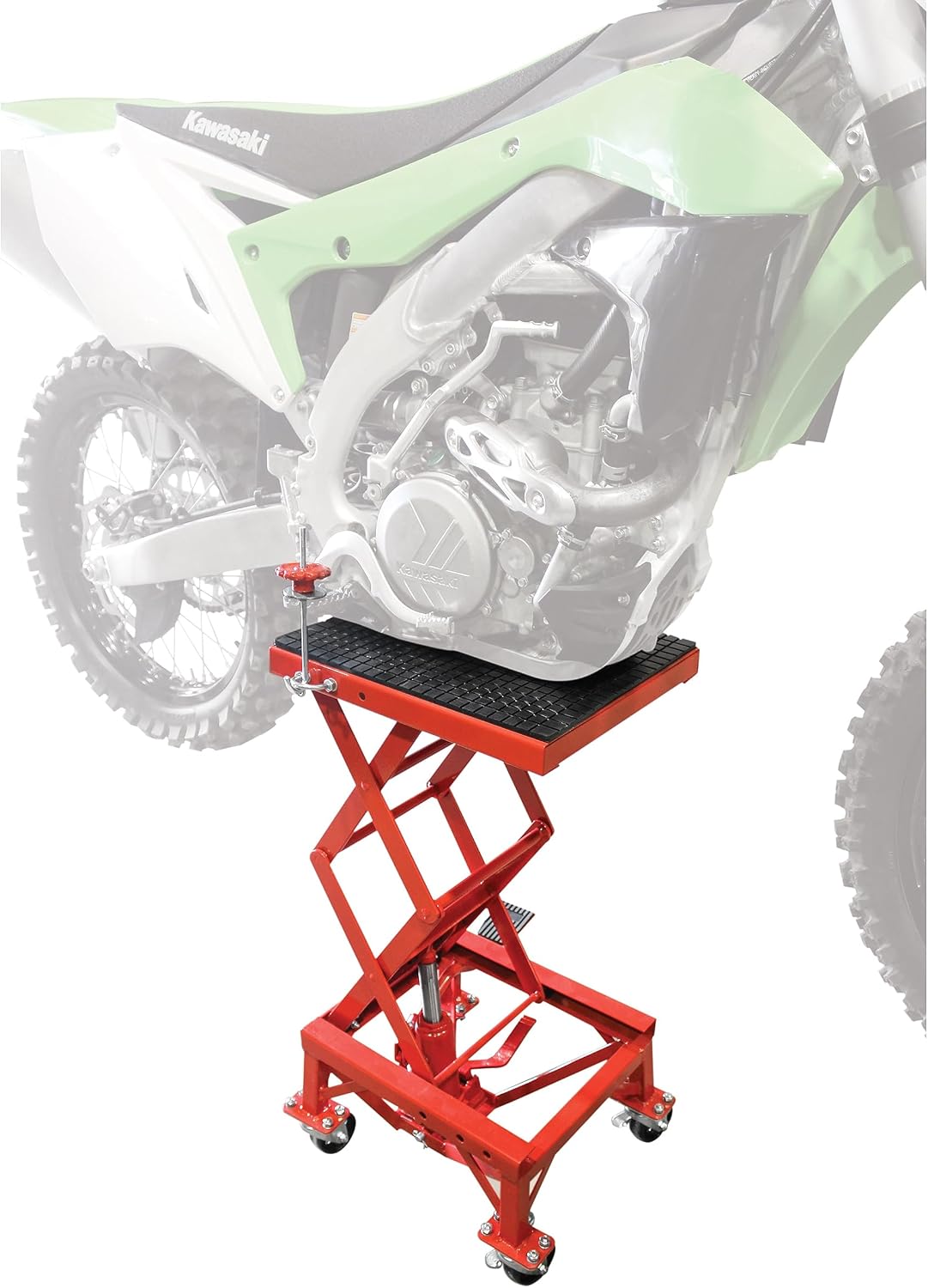 Extreme Max 5001.5083 Ultra-Stabile Hydraulic Motorcycle Lift Table with Foot Pad Lift Function - Raises Bikes from 13.25" to 34"