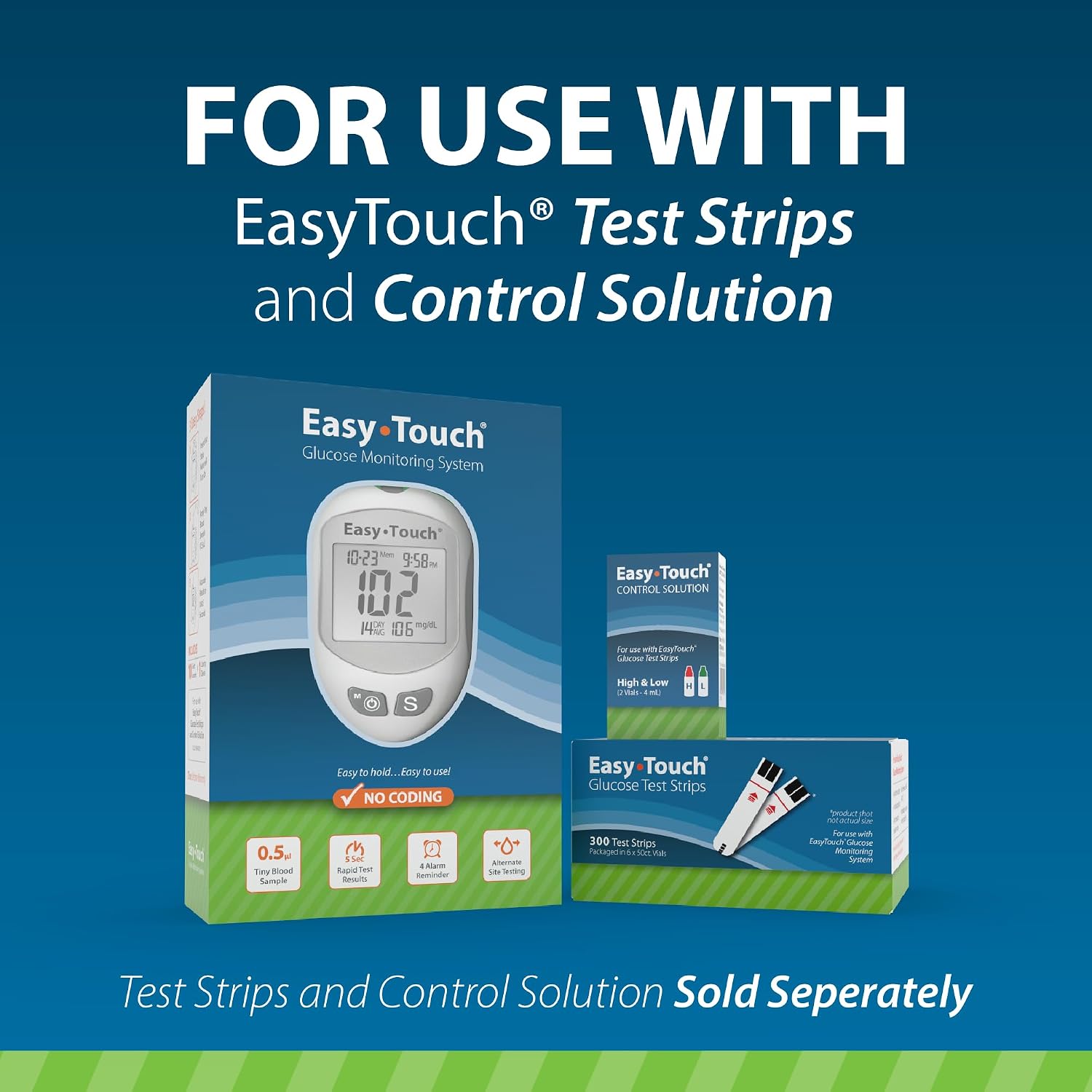 EasyTouch Blood Glucose Monitoring System (Test Strips Sold Separately) | Fast, Accurate, Easy-to-Use Meter for Daily Testing, Includes Meter