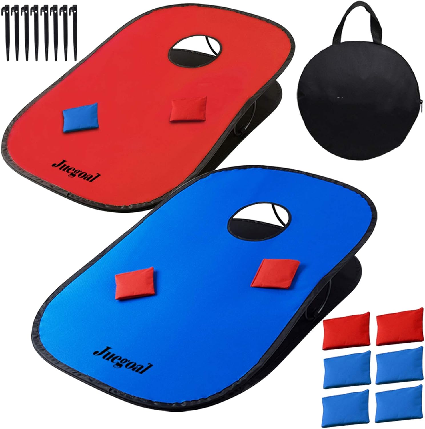 Juegoal 3x2ft Collapsible Portable Cornhole Game Set with 2 Cornhole Boards, 10 Bean Bags, Carrying Bag