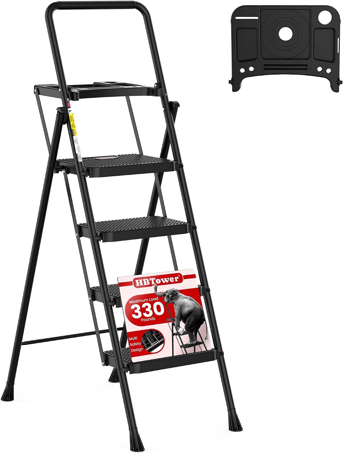 HBTower Step Ladder, Folding Step Stool with Wide Anti-Slip Pedal