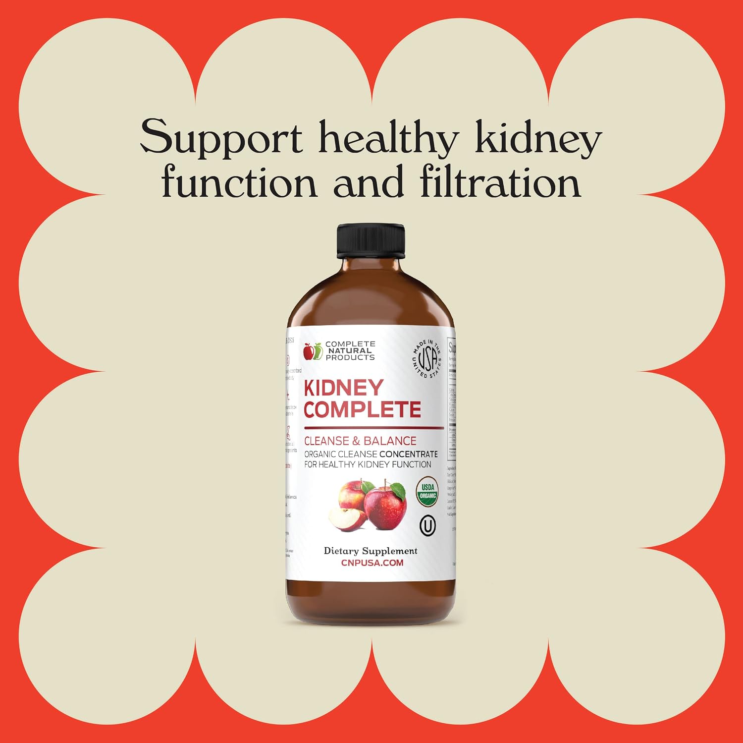 CNP | Kidney Complete Liquid 16oz - ACV, Lemon, Chanca Piedra Cleanse Aid | Kidney support liquid with apple cider vinegar, lemon and organic chanca piedra for daily cleanse and detox routines