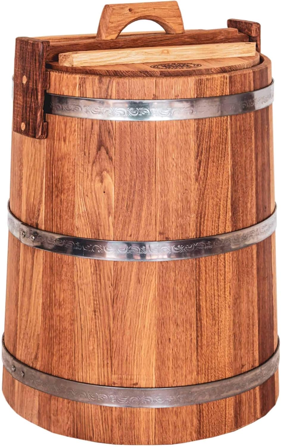 Wooden Bucket for Pickles and Sauerkraut, Wood Crock for Fermentation