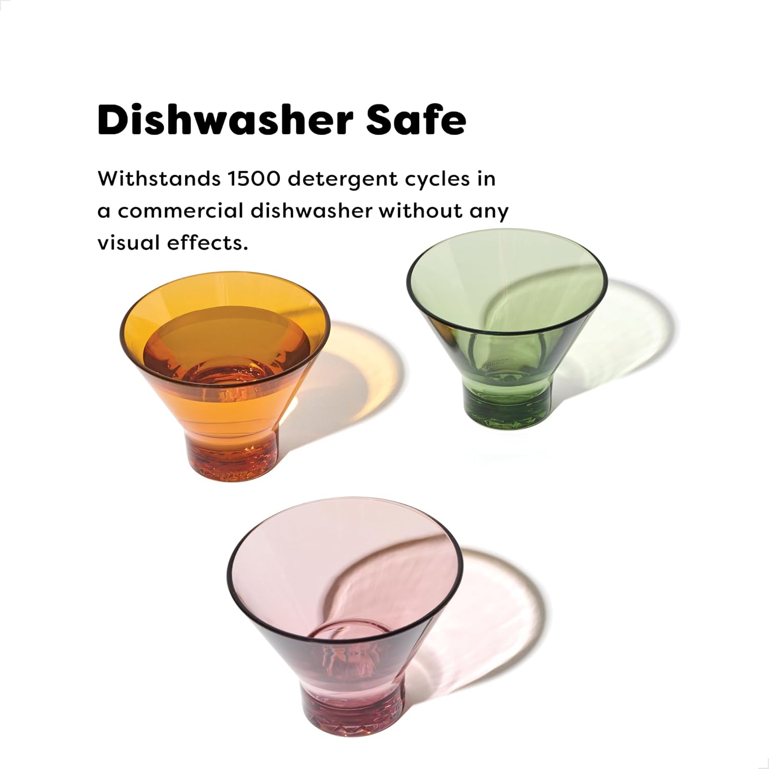 TOSSWARE RESERVE 8oz Stemless Martini Glass, SET OF 4, Premium Quality, Tritan Dishwasher Safe & Heat Resistant Unbreakable Plastic Cocktail Glasses