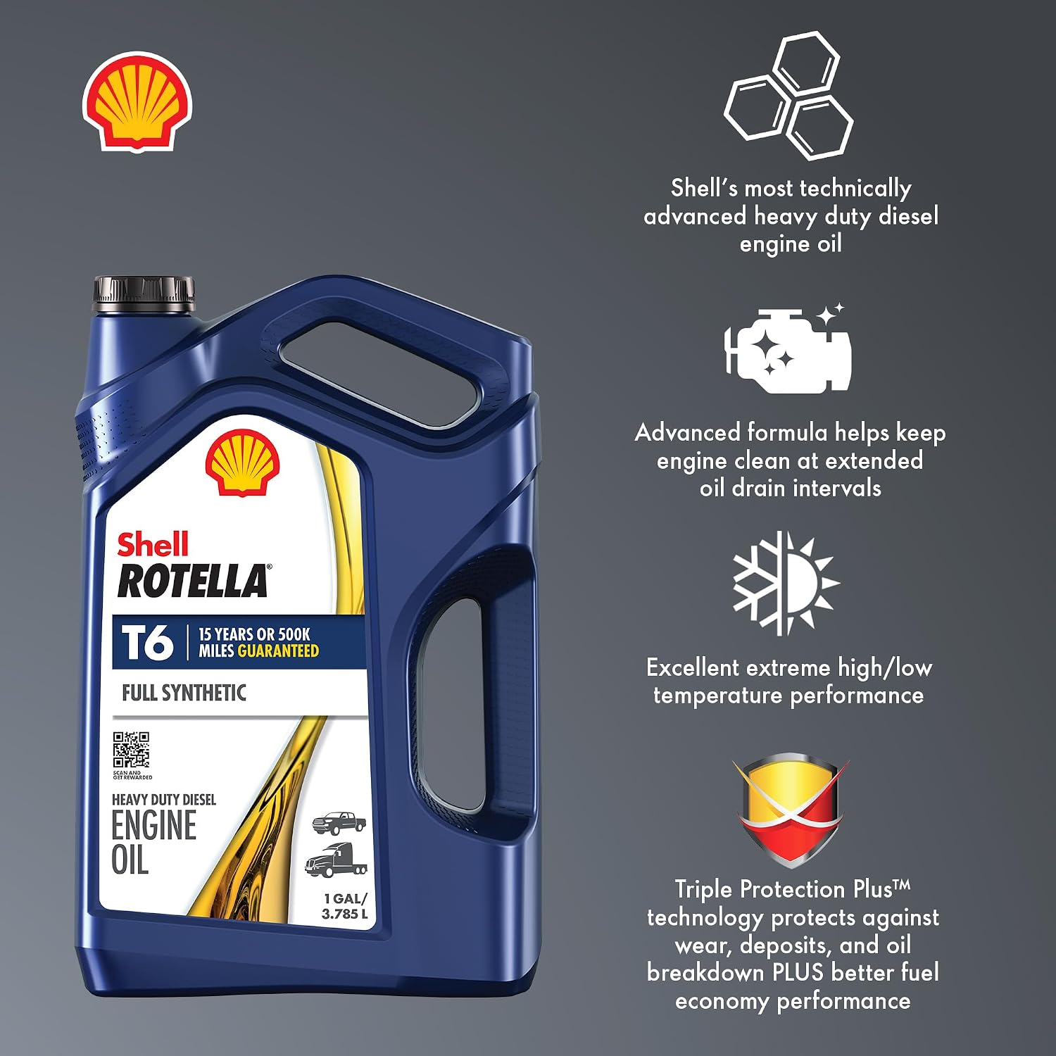Shell Rotella T6 Full Synthetic Heavy Duty Engine Oil 5W-40, 55 Gallon Drum