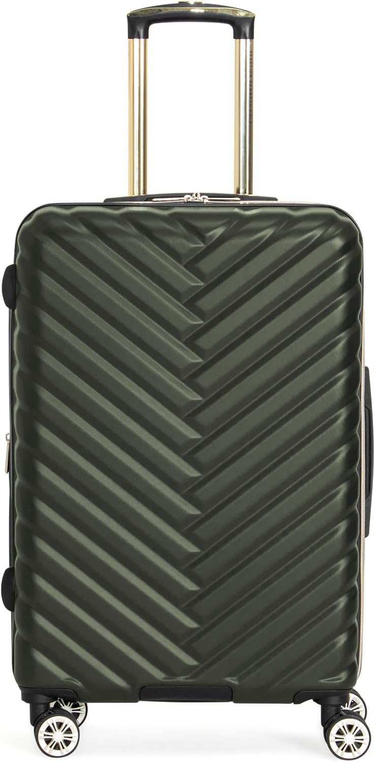 Kenneth Cole REACTION Madison Square Lightweight Hardside Chevron Expandable Spinner Luggage, Black, (28-Inch Checked)