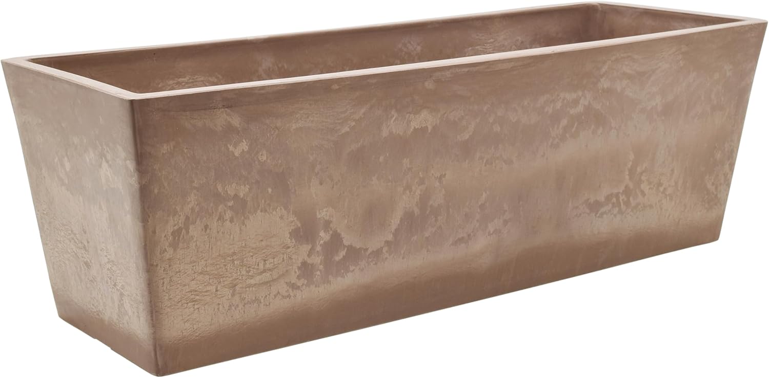 Arcadia Garden Products PSW U45CT Plastic/Stone/Wood Composite Simplicity Window Box, No Drainage Hole (Drillable), 17.5" x 7" x 6", Cement Color