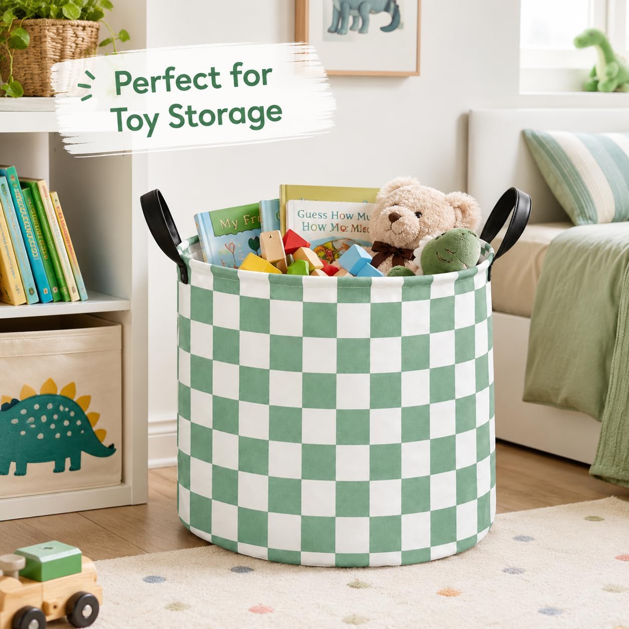 MAIZMZ Kids Hamper Storage Basket Nursery Bins Baby Gift Toy Organizer Box Laundry Basket Large Canvas Collapsible Chest for