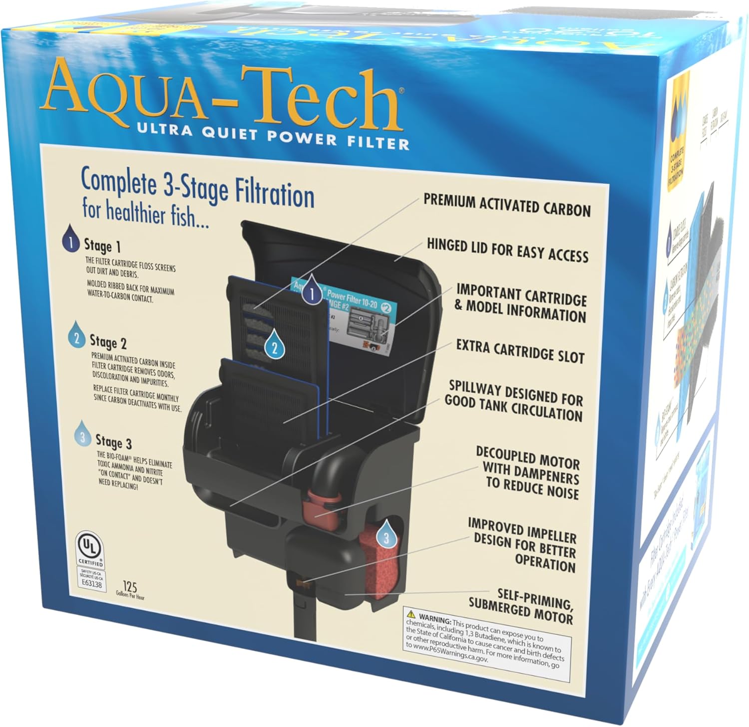 Aqua-Tech Ultra Quiet Power Filter, For Aquariums 20-40 Gallons