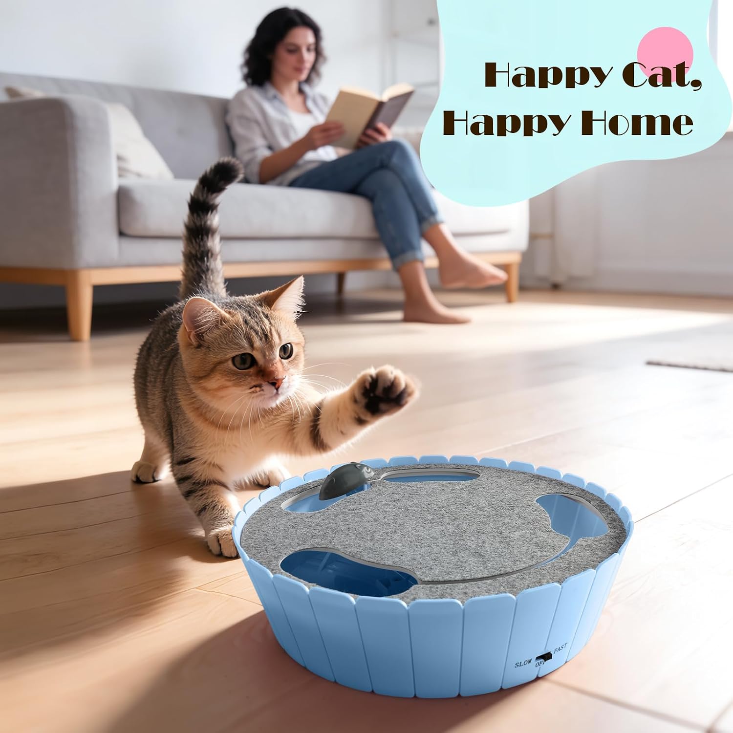Pawaboo Interactive Cat Toy with Running Mouse, Automatic Track Kitten Toy | Electronic Motion Cat Toy for Indoor Cats, Pop and Play Hide Seek Cats Toys Hunting Mouse for Kitty Play Exercise, Green