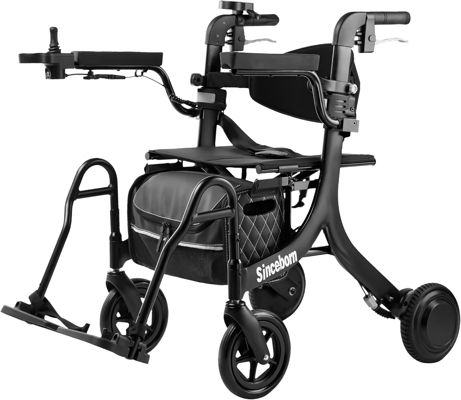 4 in 1 Rollator Walker Electric Wheelchair Combo, Electric Rollator Walker with Power Assist, Foldable Lightweight Transport Wheelchair