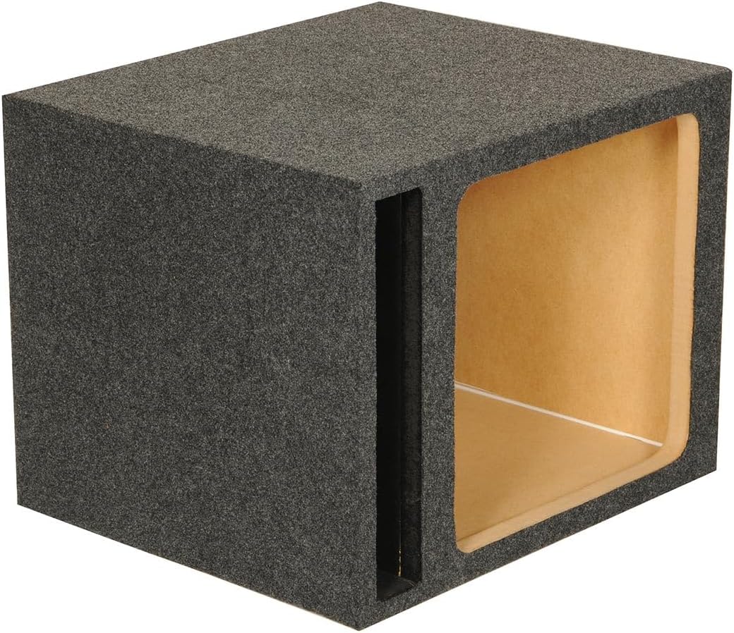 QPower QBOMB Single 12-Inch Speaker Box – Side-Ported Design with Black Bed Liner – Compatible with Kicker L7 Subwoofer