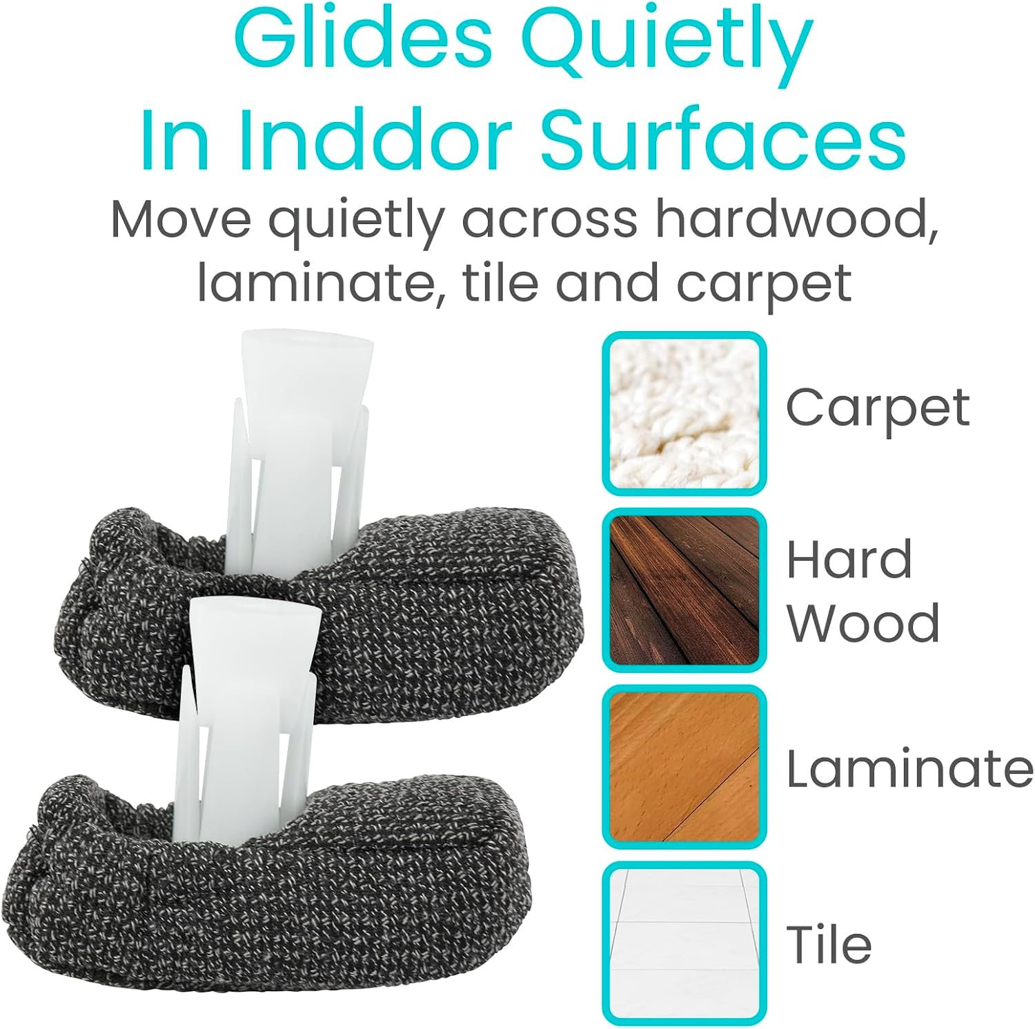 Vive Walker Ski Glide Covers 4 PCS - Accessories for Folding Walkers
