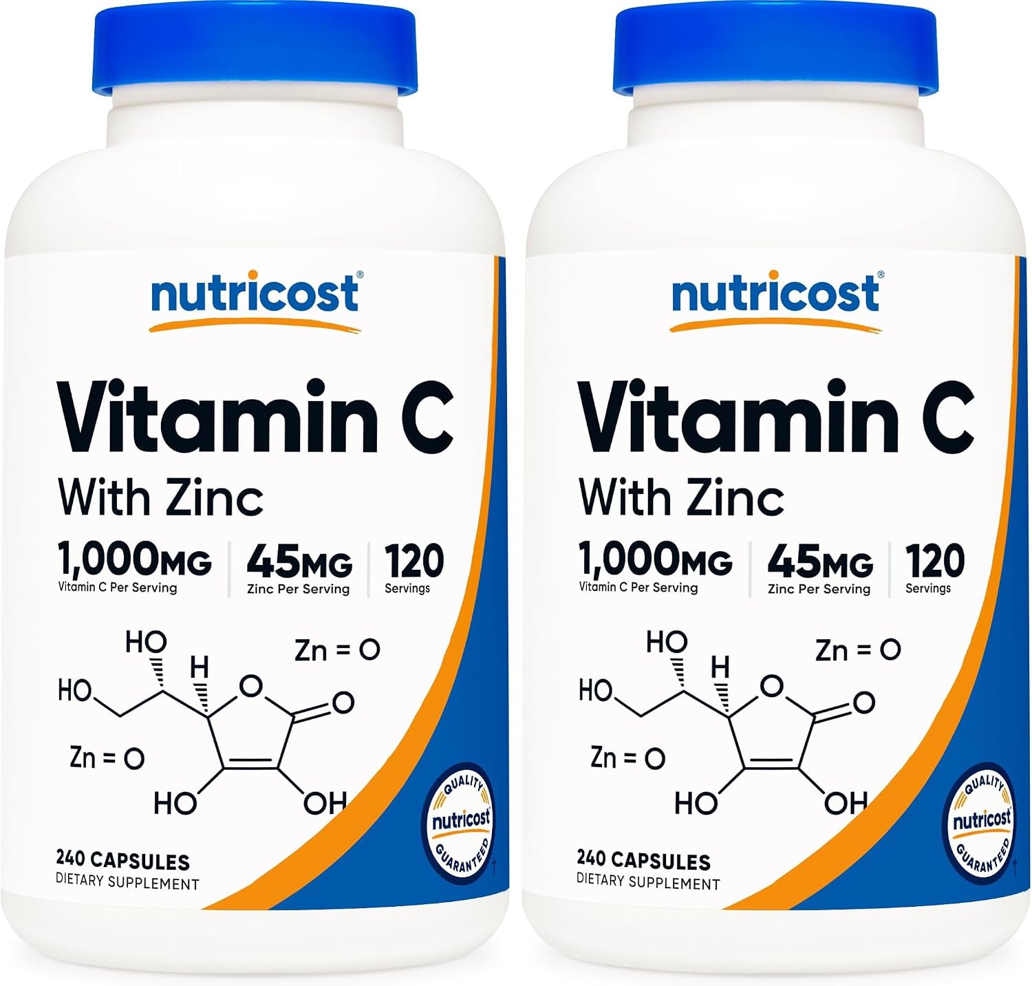 Nutricost Vitamin C with Zinc Capsules, 120 Servings, Gluten Free, GMO-Free