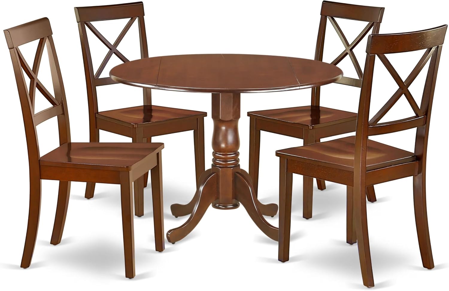 East West Furniture DLBO3-WHI-W 3 Piece Dining Room Table Set Contains a Round Kitchen Table with Dropleaf and 2 Dining Chairs, 42x42 Inch, Linen White
