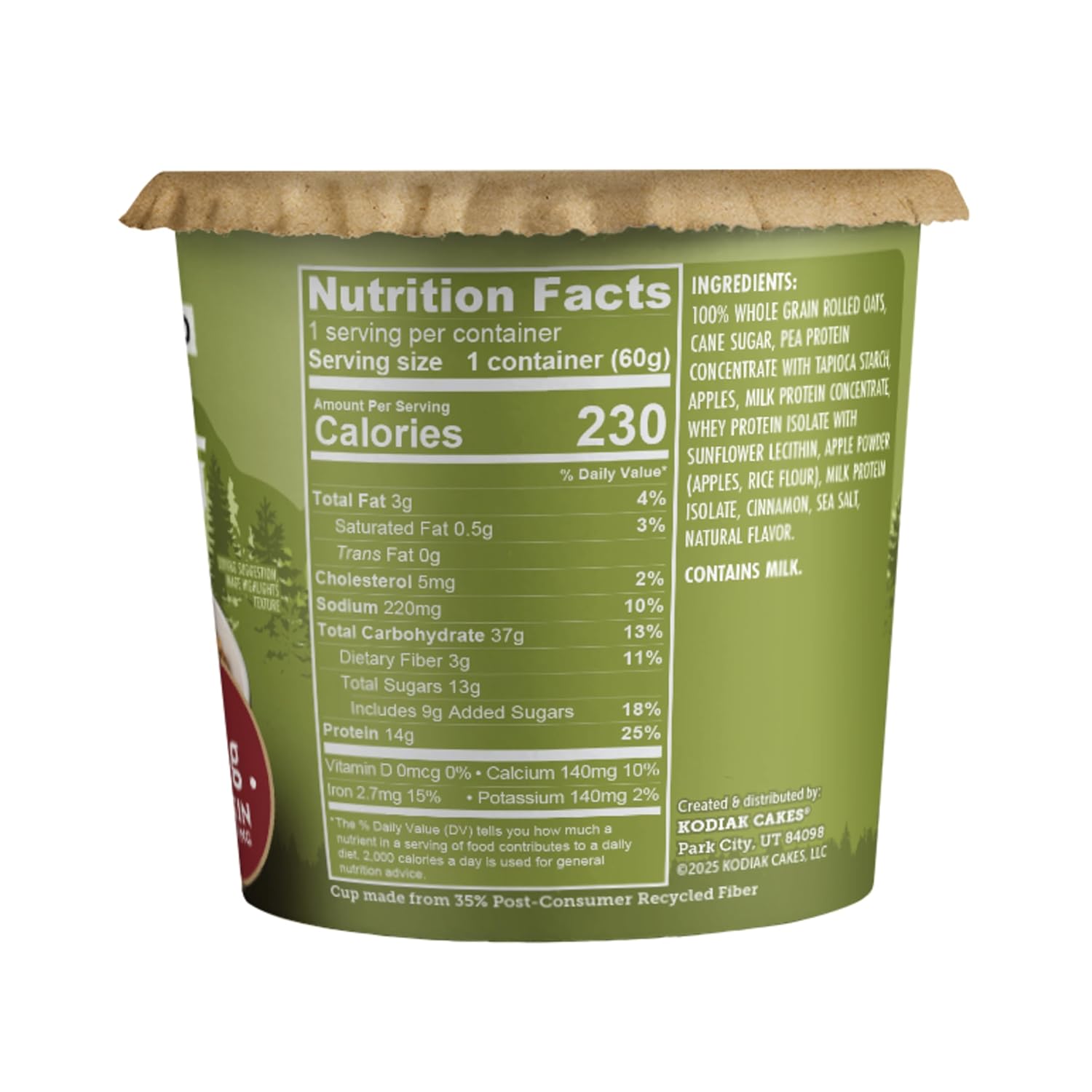 Kodiak Cakes Instant Protein Maple & Brown Sugar Oatmeal in a Cup, 2.12oz (Pack of 12)
