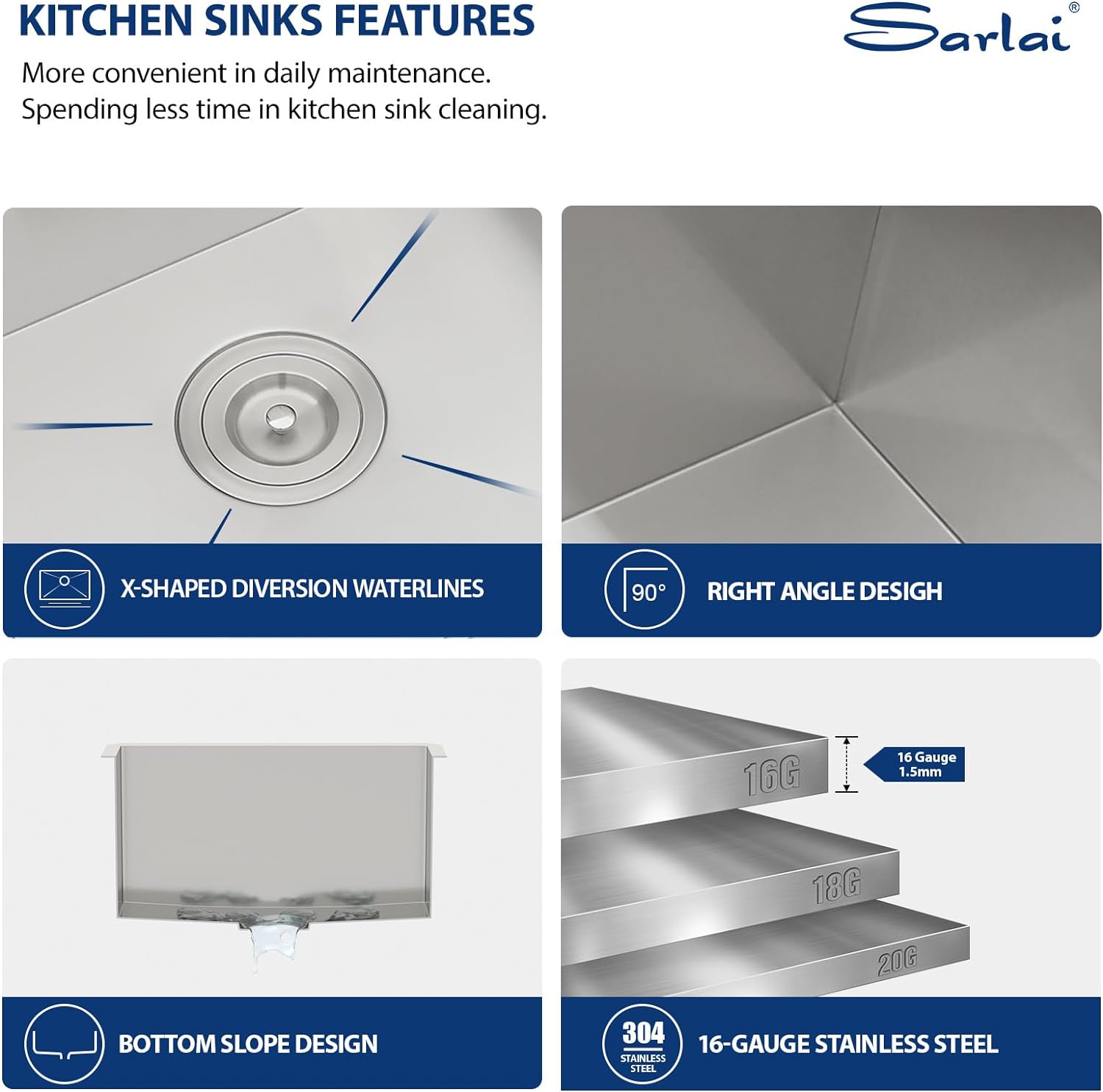 Sarlai 21 Inch Undermount Laundry Sink 21x18x12 Inch Undermount Laundry Utility Sink Deep Single Bowl 16 Gauge Stainless Steel Laundry Tub Sinks
