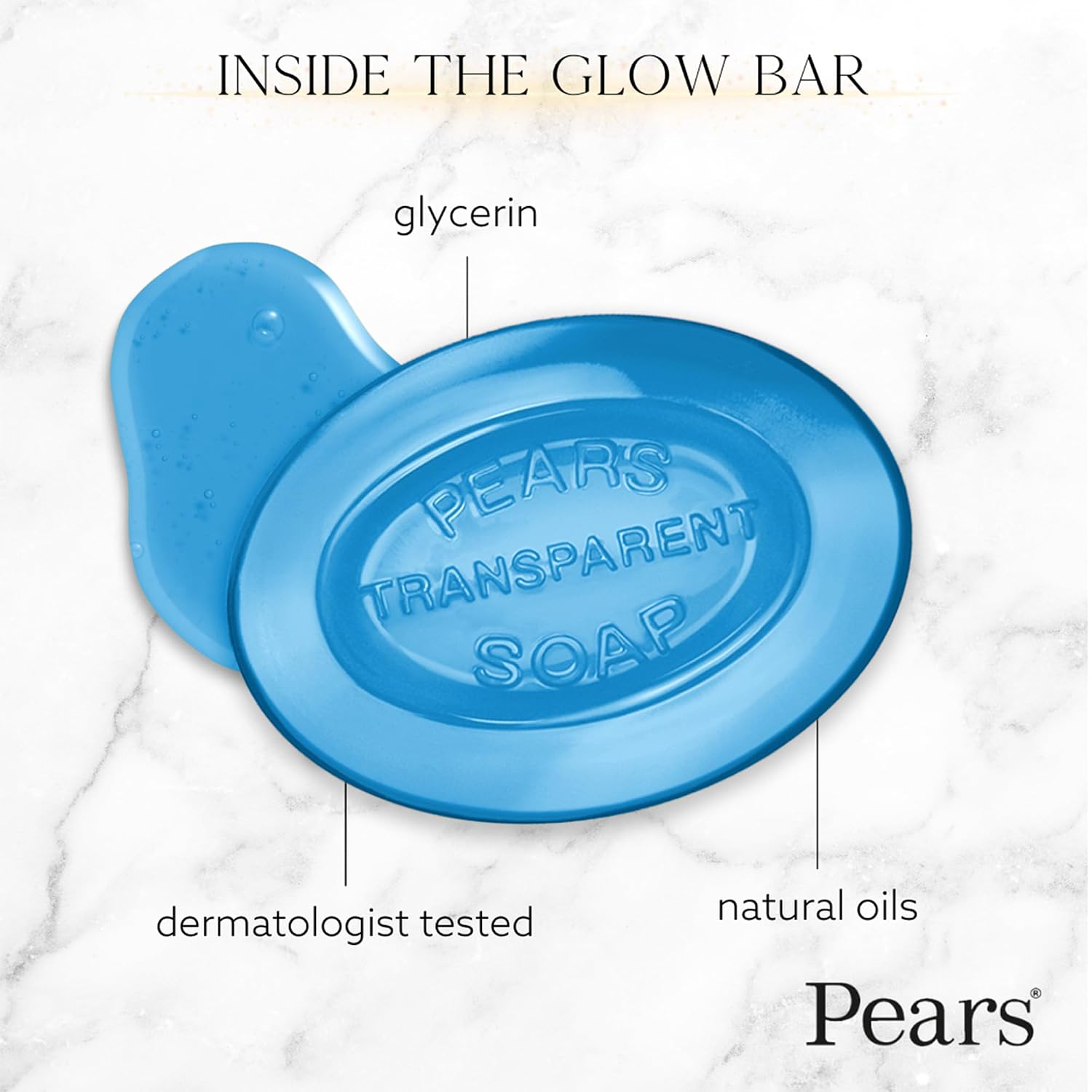 Pears Soap, Pure & Gentle with Mint Extract 3-Pack – Transparent Blue Glycerin Soap for Cool, Refreshed Skin, 4.4 Oz Ea
