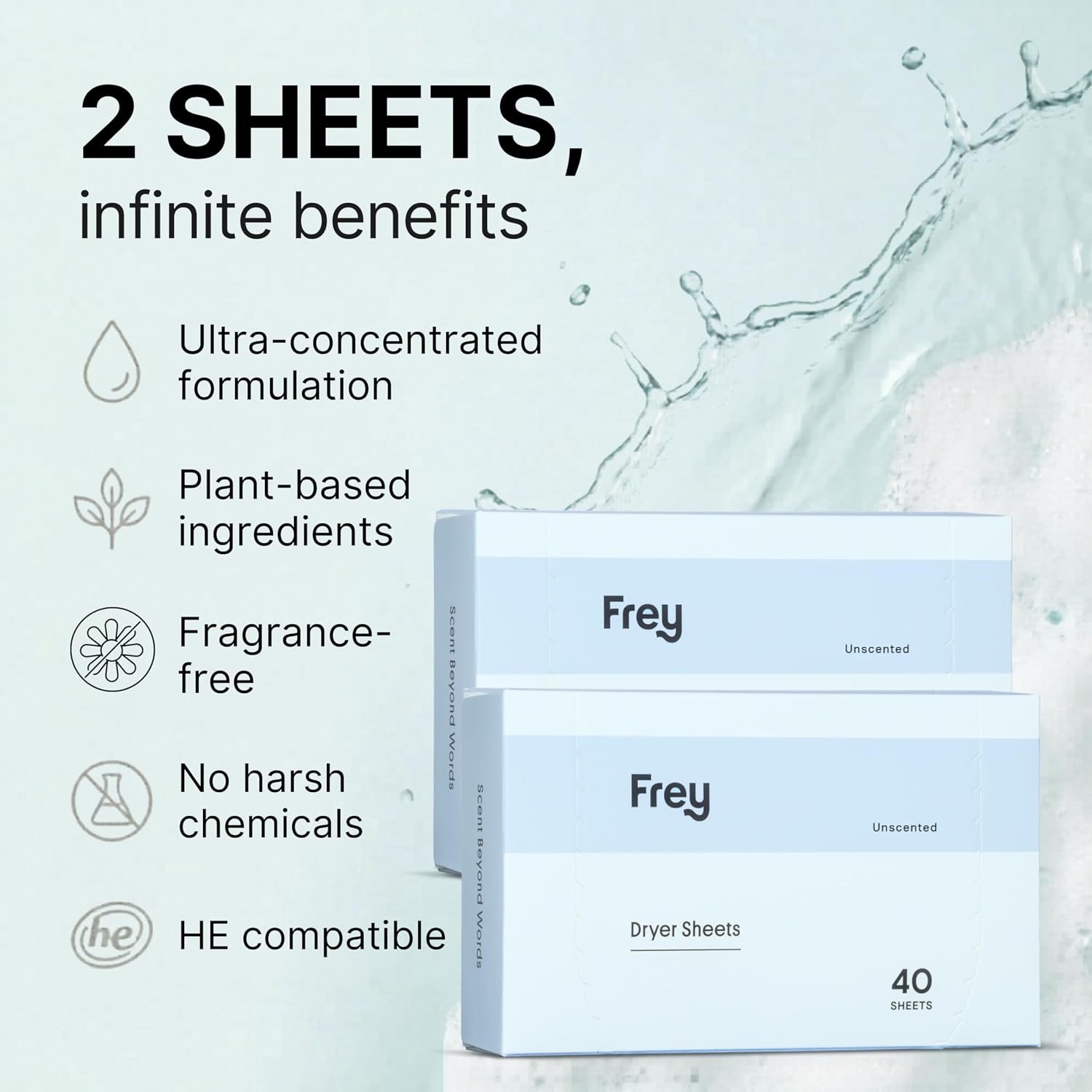 FREY Naturally Scented Dryer Sheets, 2-Pack, Cedar Grove