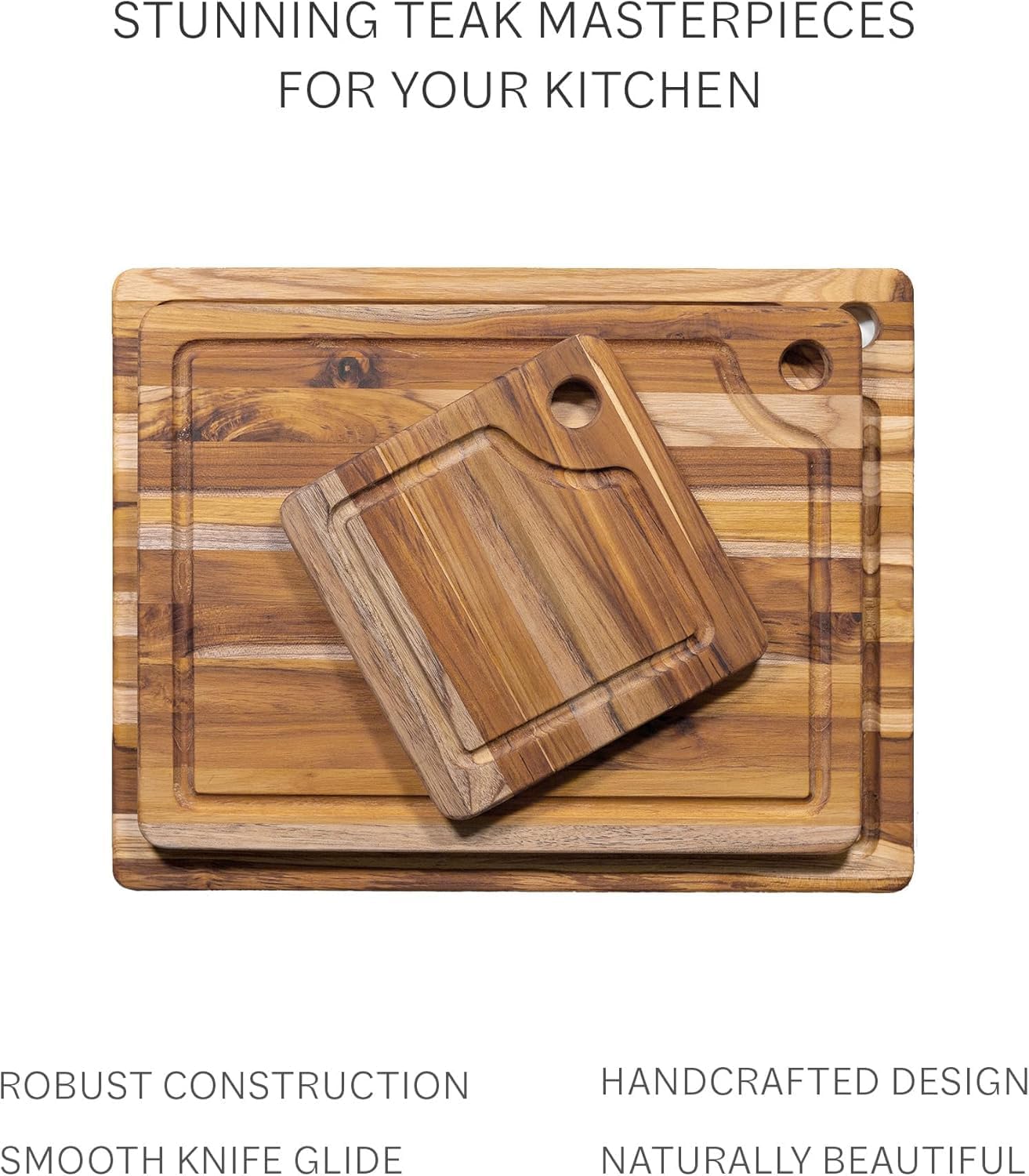 Teakhaus Teak Cutting Board - Rectangle Edge Grain Board With Corner Hole And Juice Canal (16 x 12 x .5 in.)