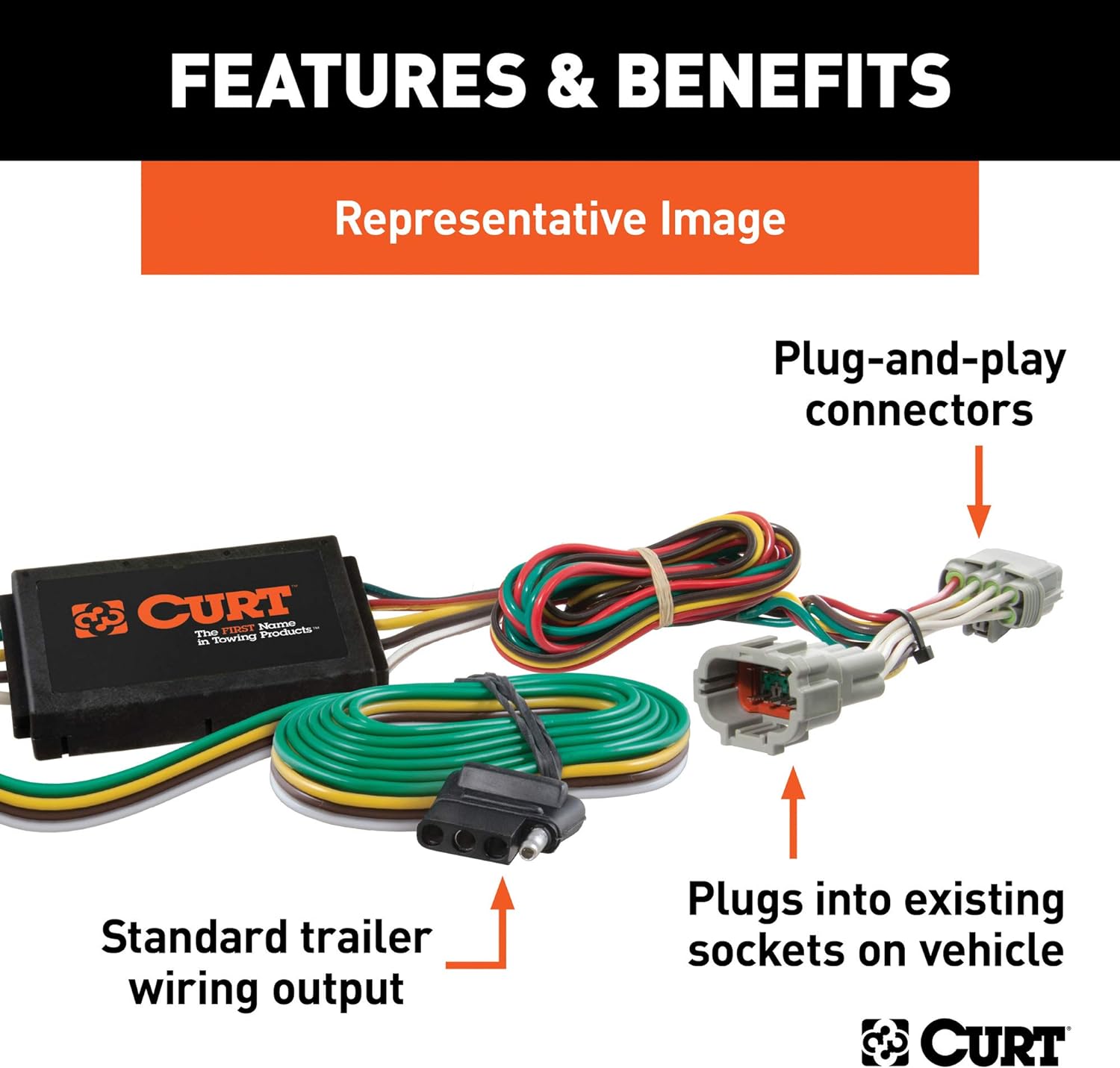 CURT 56095 Vehicle-Side Custom 4-Pin Trailer Wiring Harness for Select Lincoln MKT