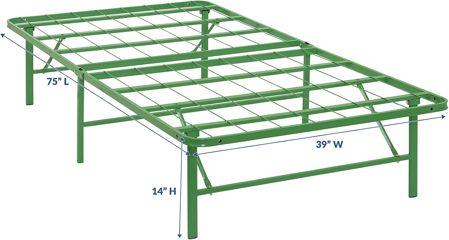 Modway Horizon Queen Bed Frame In Gray - Replaces Box Spring - Folding Metal Mattress Bed Frame