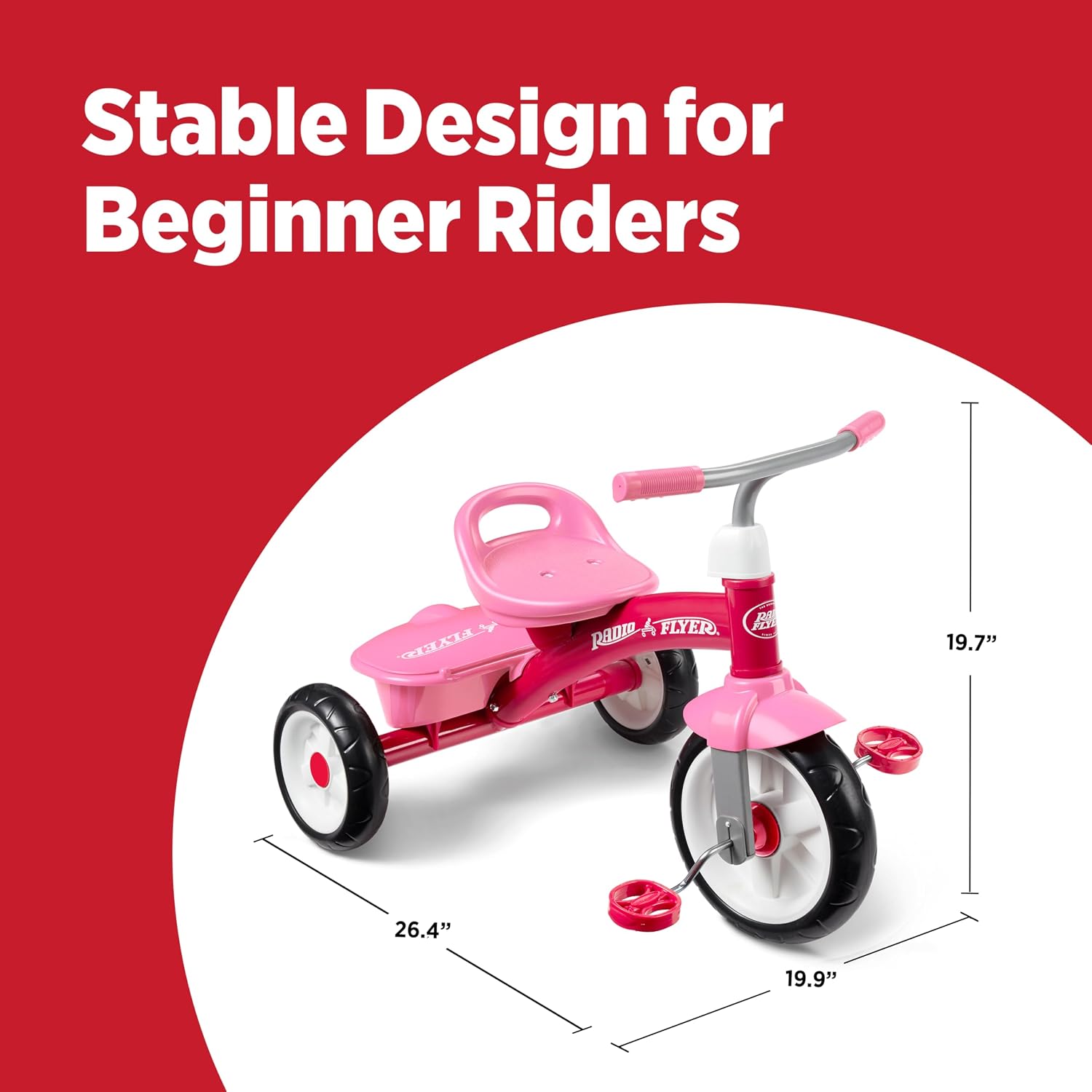 Radio Flyer Red Rider Trike, for Ages 2.5-5, Toddler Tricycle | Quiet Ride Wheels, Comfort Grip Handlebars, Easy Carry Seat Handle, Covered Storage Bin, (Amazon Exclusive)