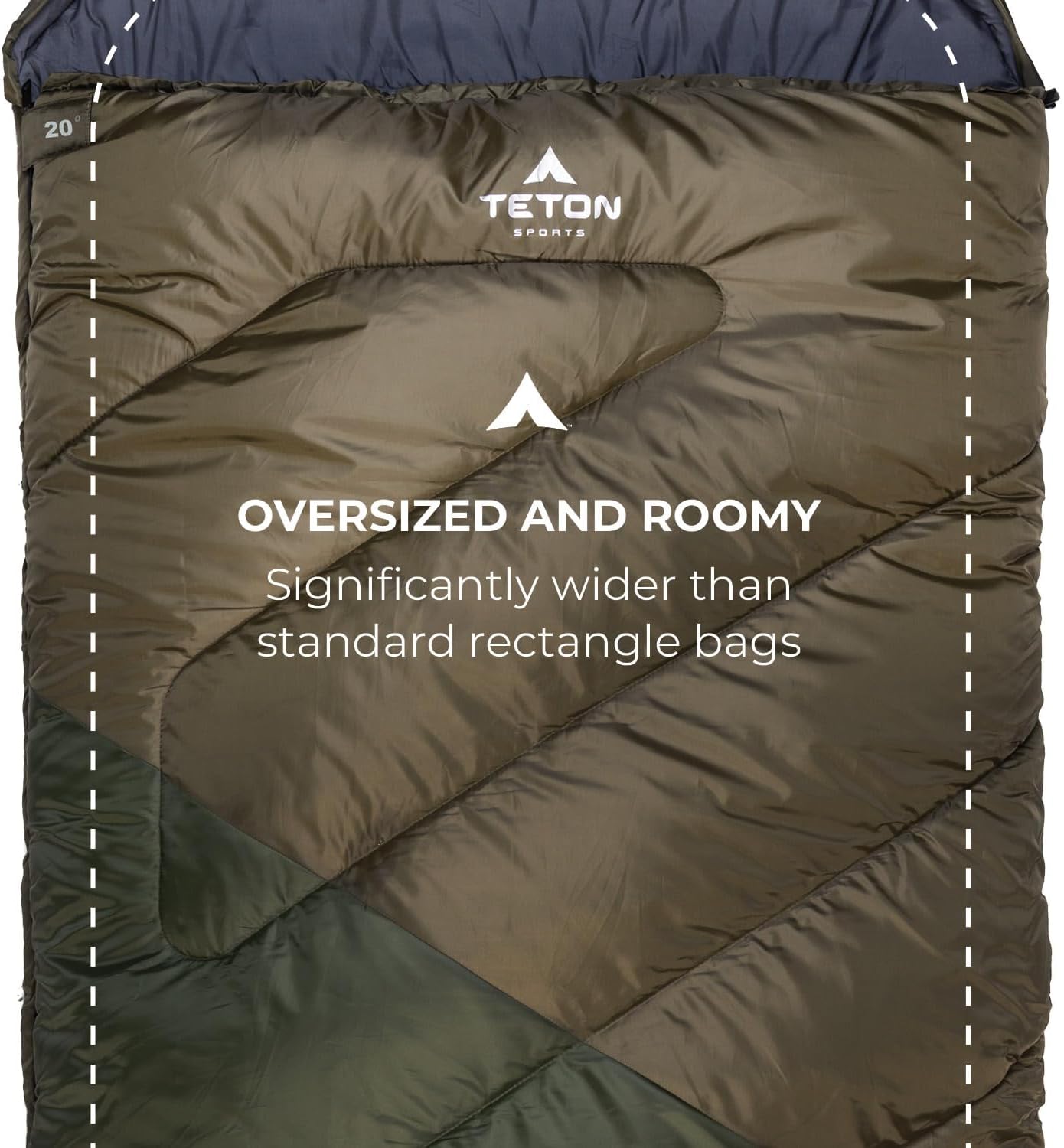 Teton Mammoth Queen Size Double Sleeping Bag- A Warm Bag the Whole Family can Enjoy – Great for Camping, Hunting and Base Camp. Compression Sack Included
