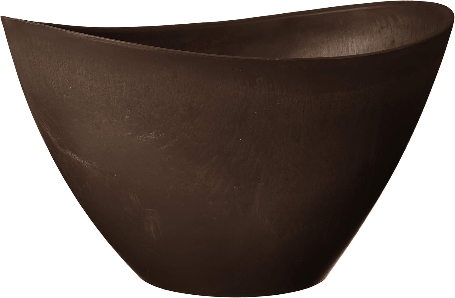 Arcadia Garden Products PSW Pot Collection YB41C Plastic/Stone/Wood Composite Curved Planter Pot – No Drainage Hole (Drillable), for Indoor and Outdoor Plants and Gardens, 16-inch, Chocolate