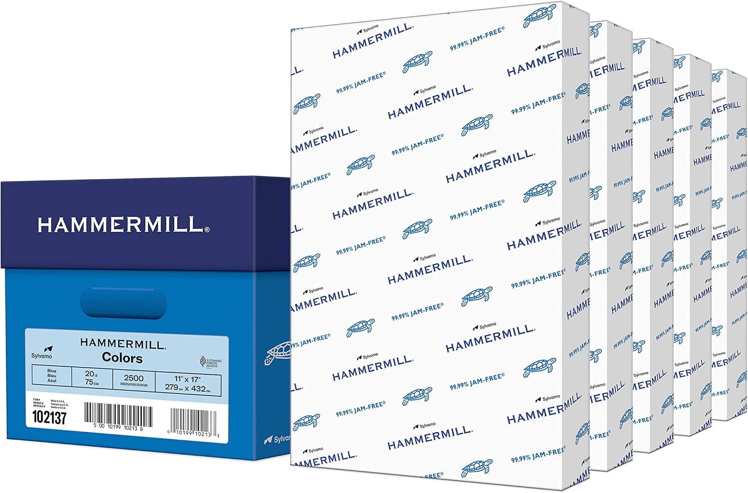 Hammermill Colored Paper, 20 lb Blue Printer Paper, 8.5 x 11 - Made in the USA, Pastel Paper, 103309R - 1 Ream (500 Sheets)