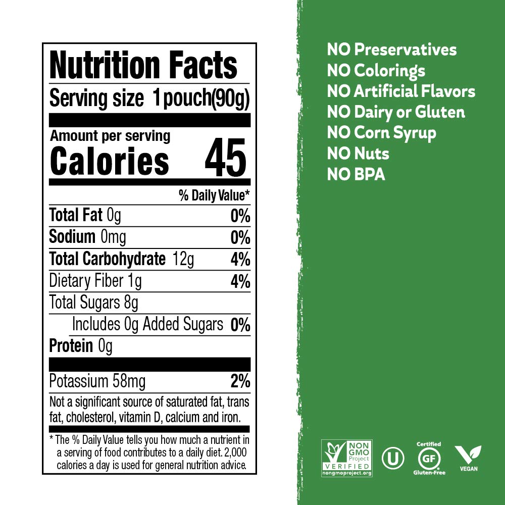 Buddy Fruits Snacks To Go Multifruit Unsweetened Applesauce 3.2oz Pouch (18pk) Gluten-Nut-Dairy-Preservatives-BPA Free, Non GMO, Kosher