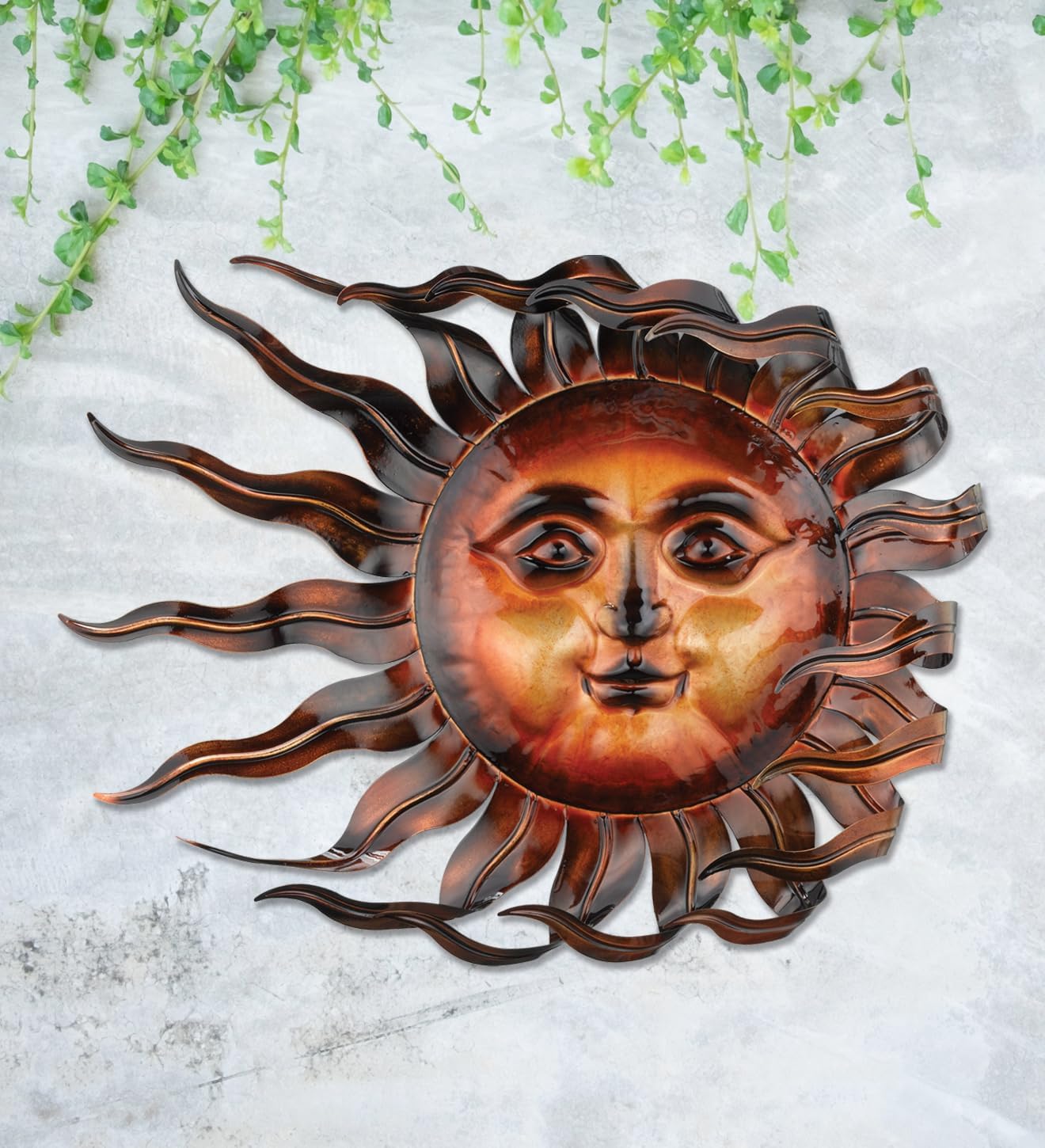 Regal Art & Gift Handcrafted Metal Sun Wall Decor, Rustic Sunburst Wall Art | Copper Patina, 40 in, Metal, Rust-Resistant Sunburst Sculpture, Eye-Catching Accent for Patio, Garden & Home